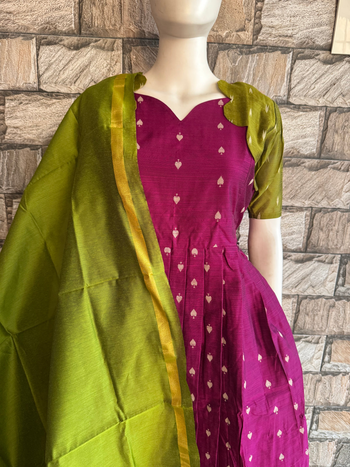 Diwali series Maternity raw silk maxi- with Dupatta