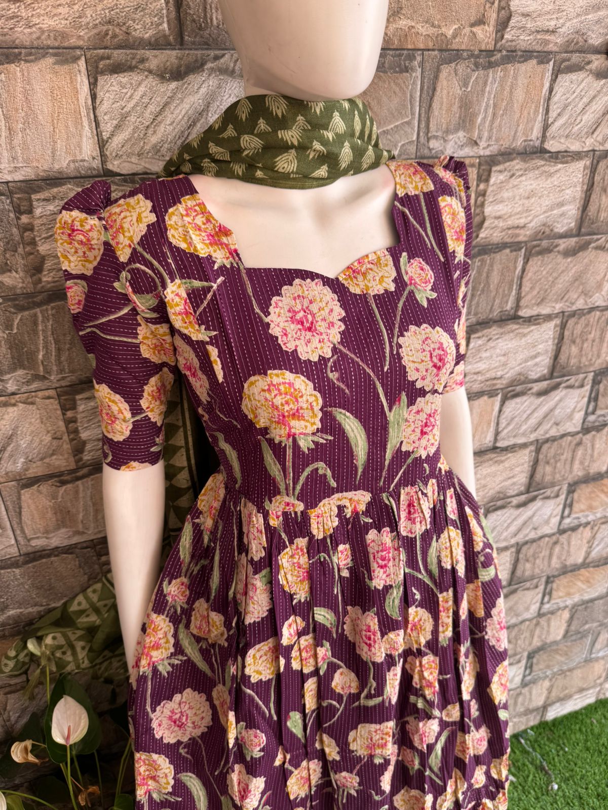 wine flower kanta cotton