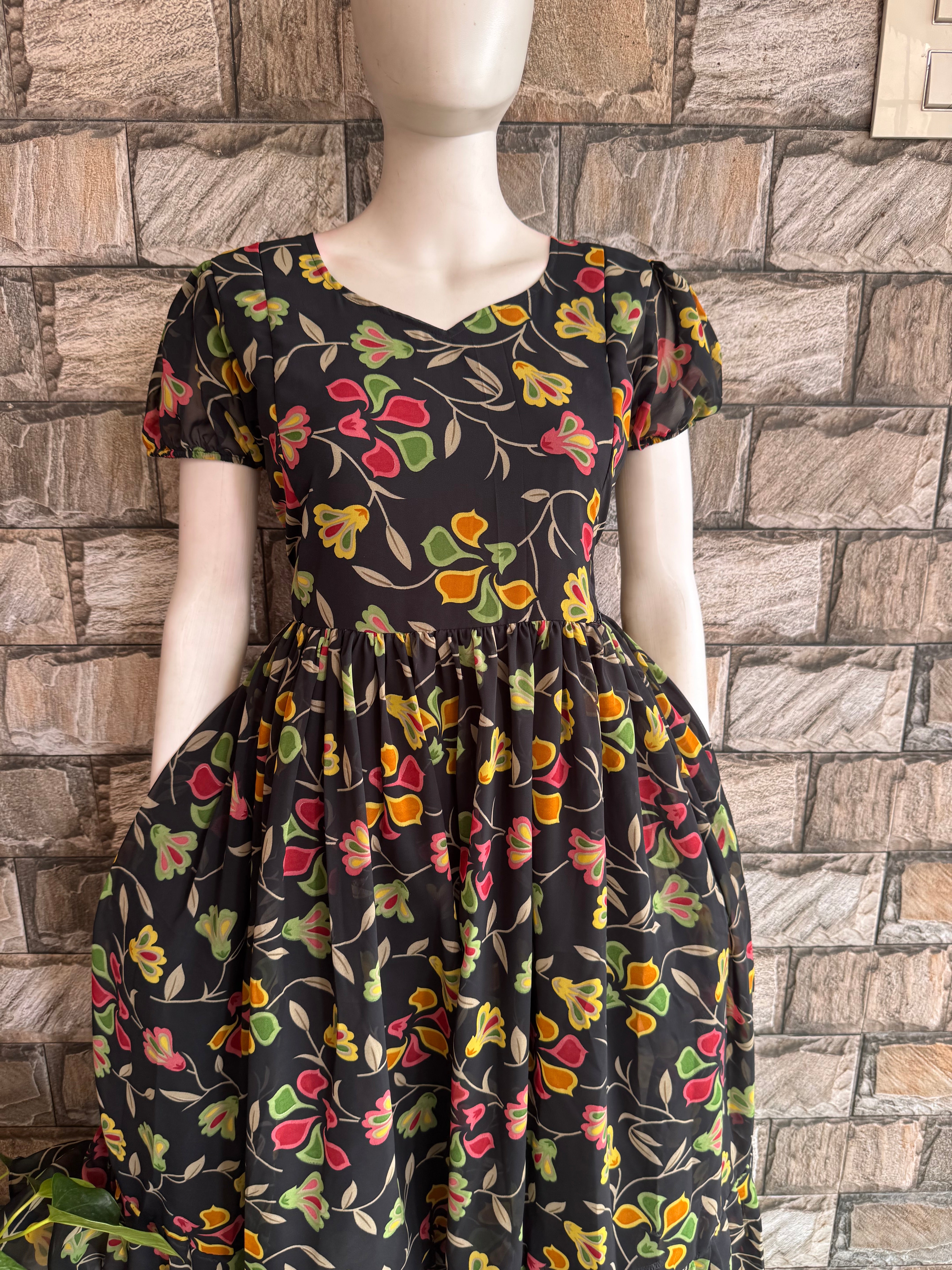 Black Georgette Maternity Maxi