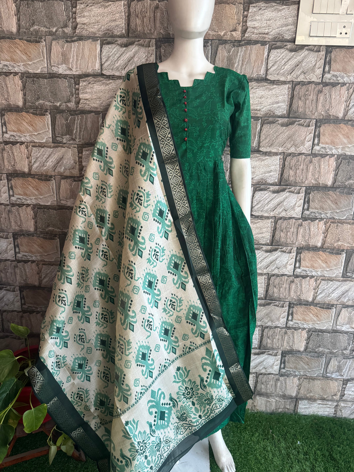 Silk cotton jacquard Maternity Feeding maxi ONLY FEEDING with DUPATTA