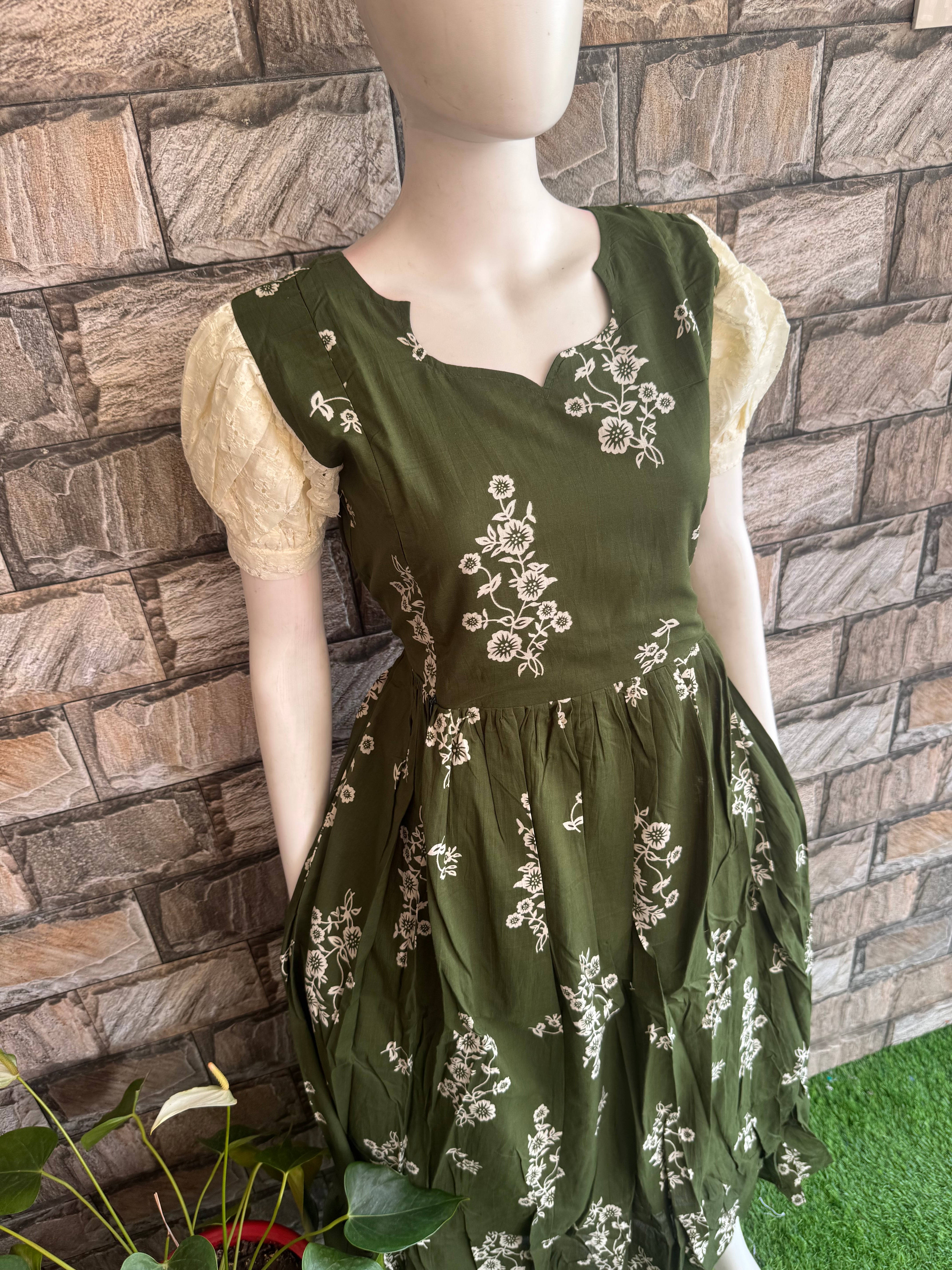 Bottle Green soft cotton Maternity maxi
