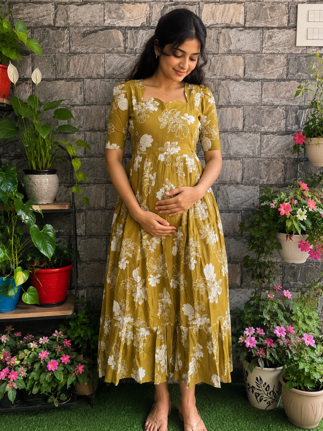 Slub cotton maternity maxi Only feeding
