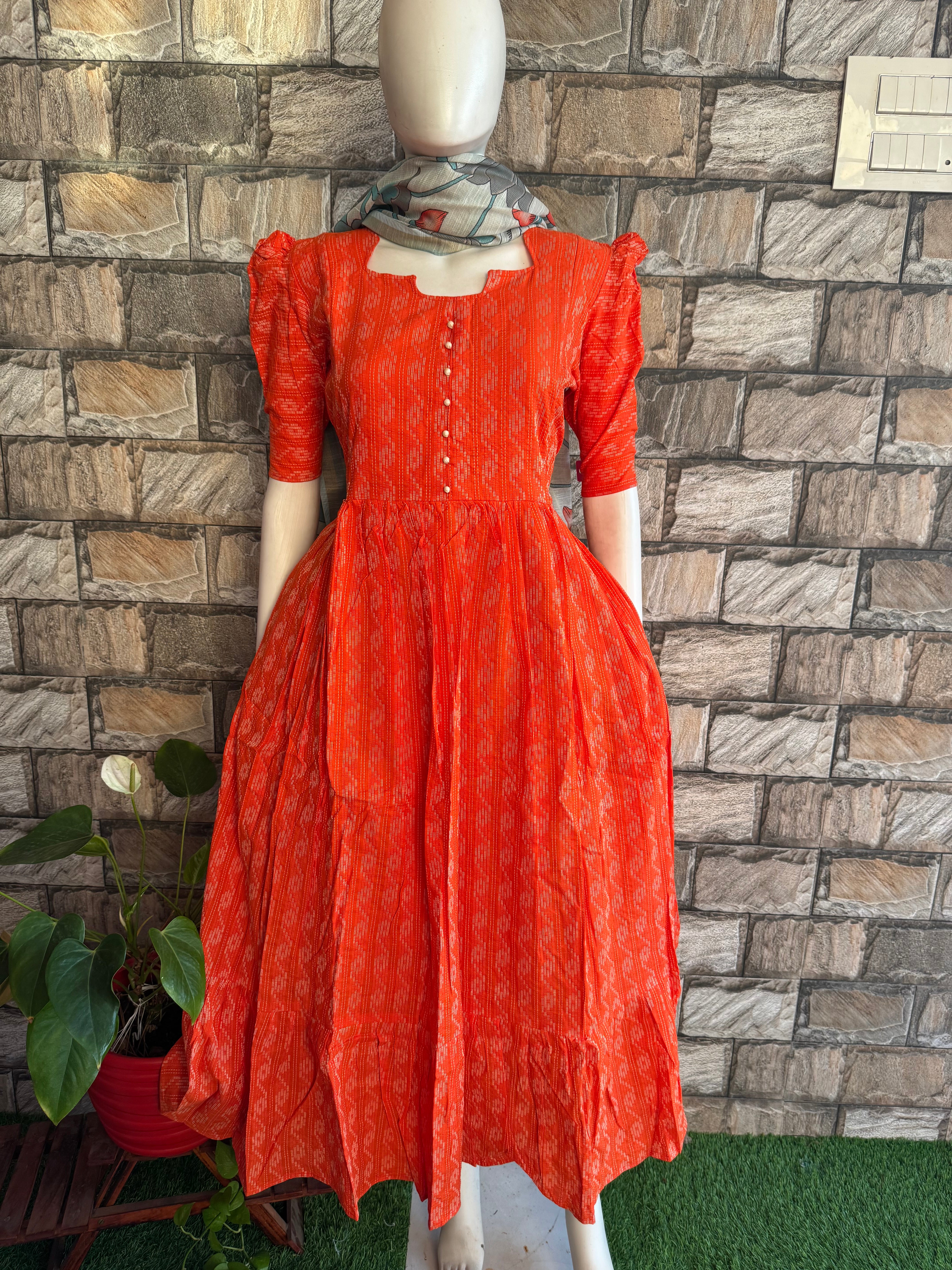 Fanta orange  soft Kanta cotton Maternity maxi
