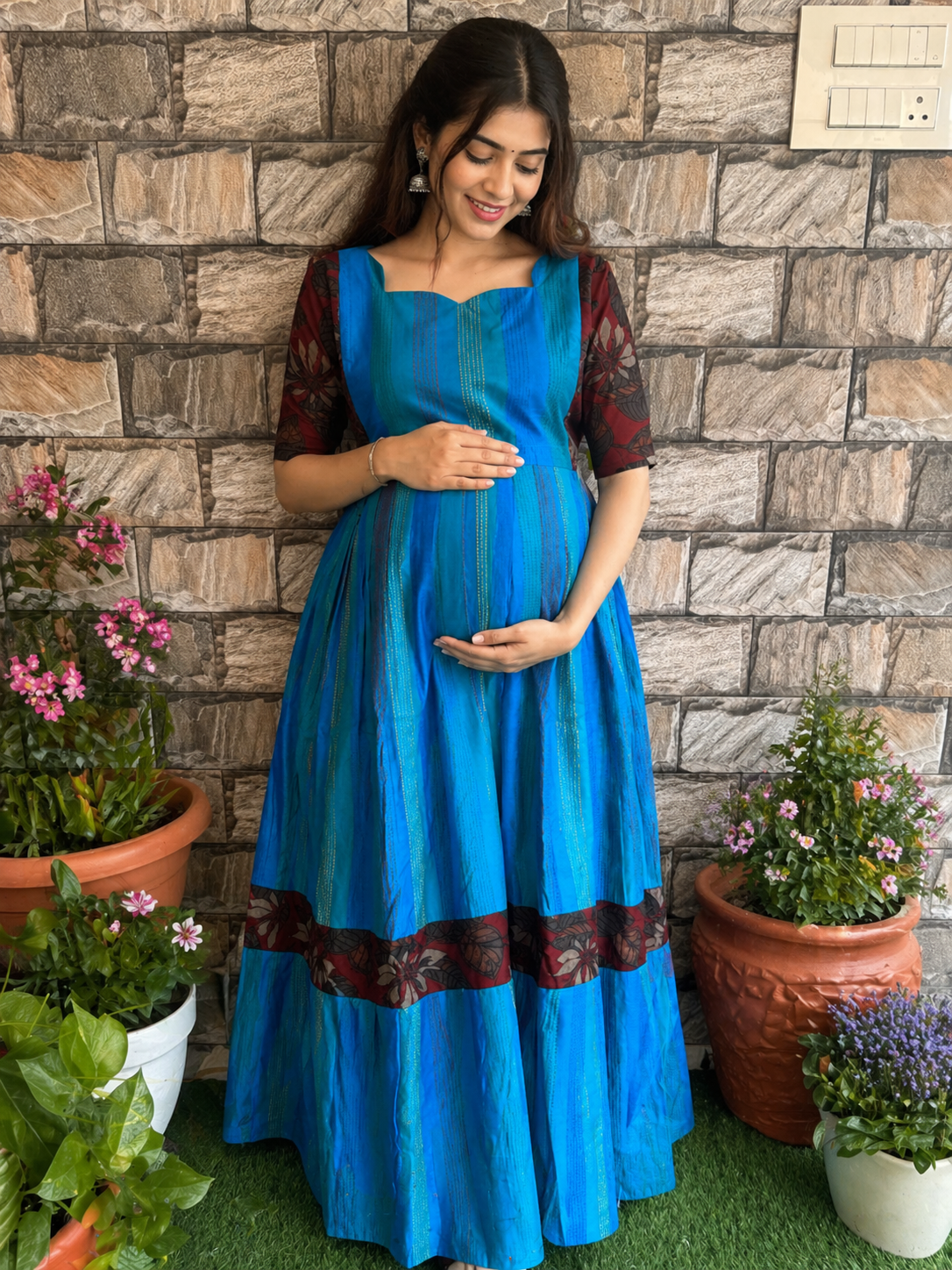 Diwali series silk kanta Maternity maxi
