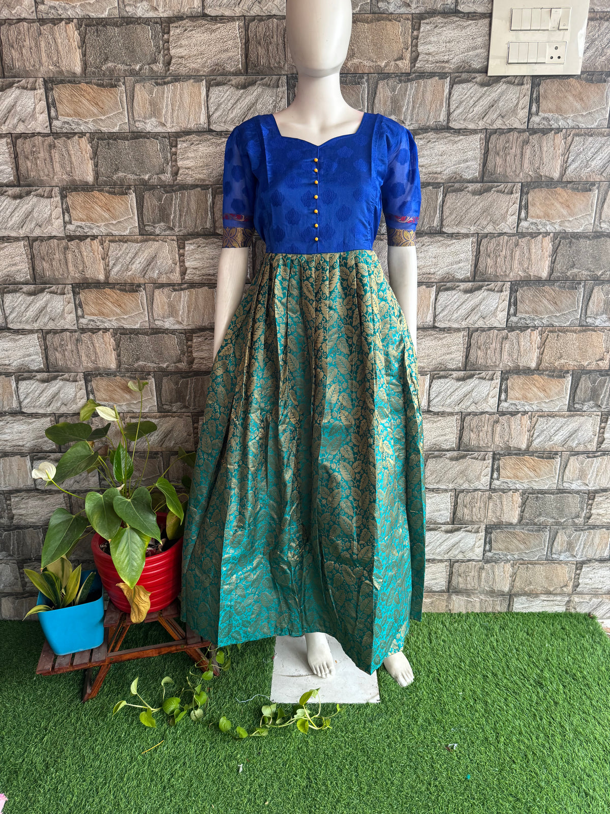 Art silk with Jaquard cotton Maternity Feeding maxi ONLY FEEDING