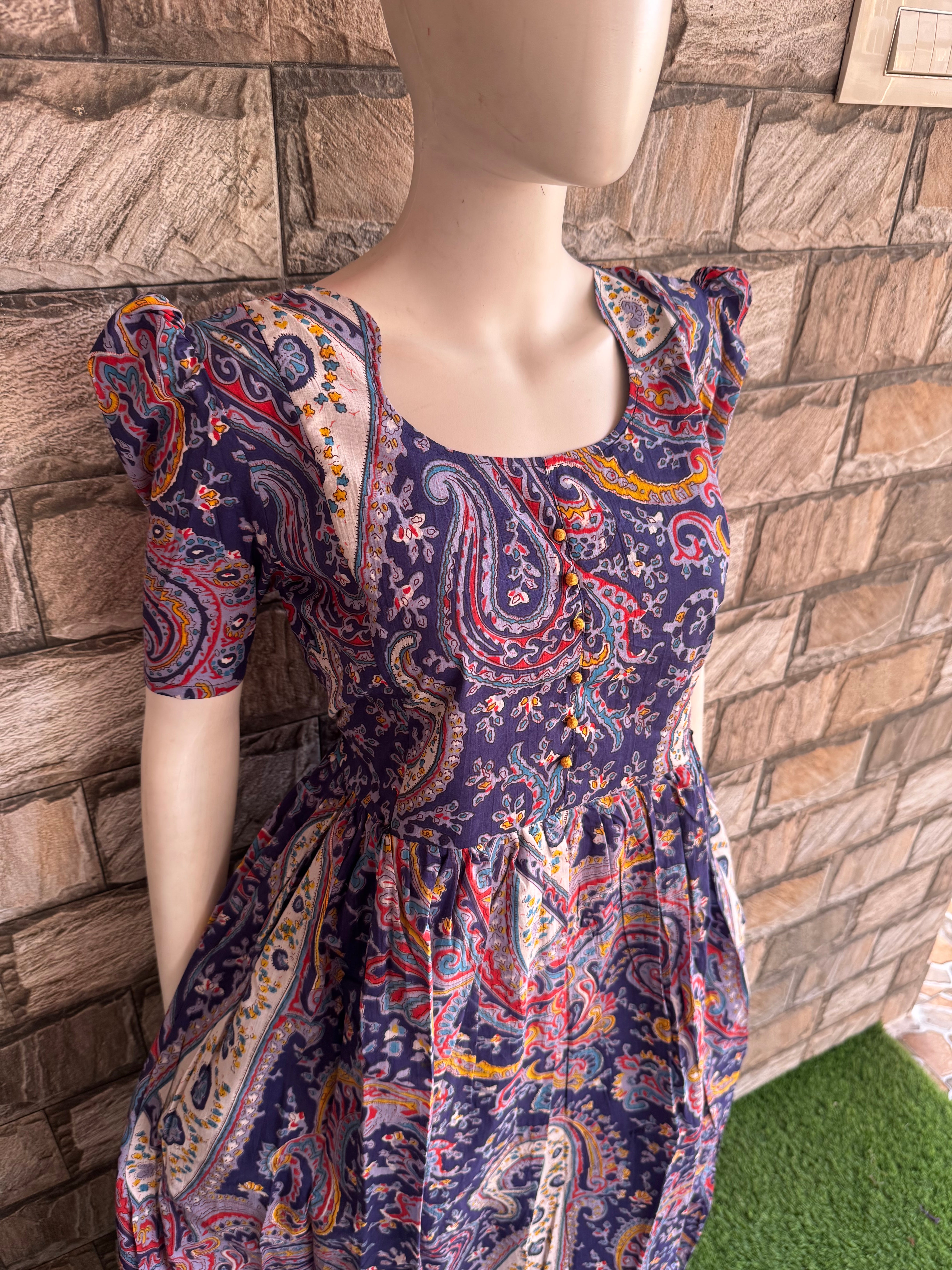 Kalamkari Mul soft cotton Maternity Maxi