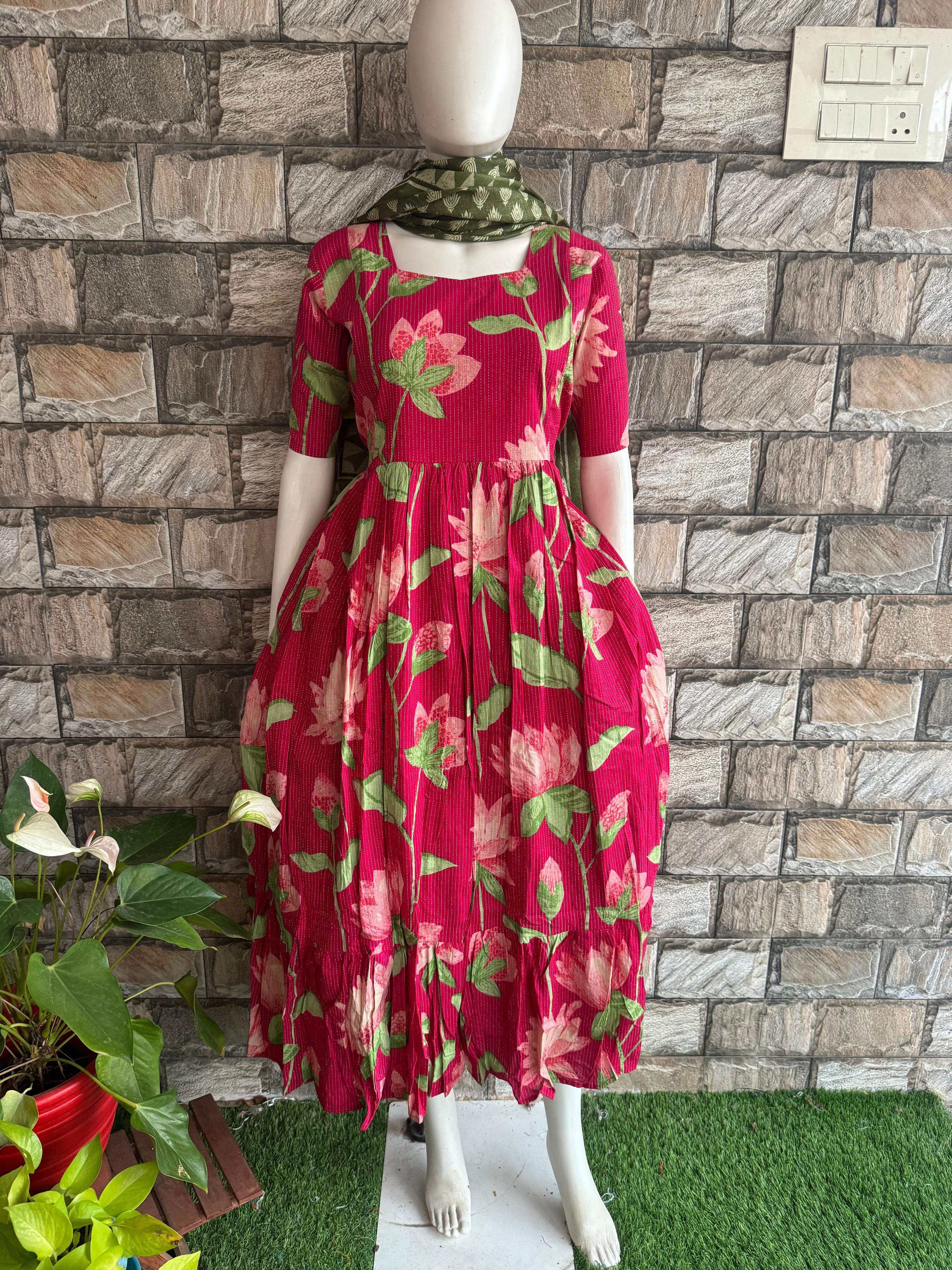 Magenta Lotus Kanta cotton Maxi CF137