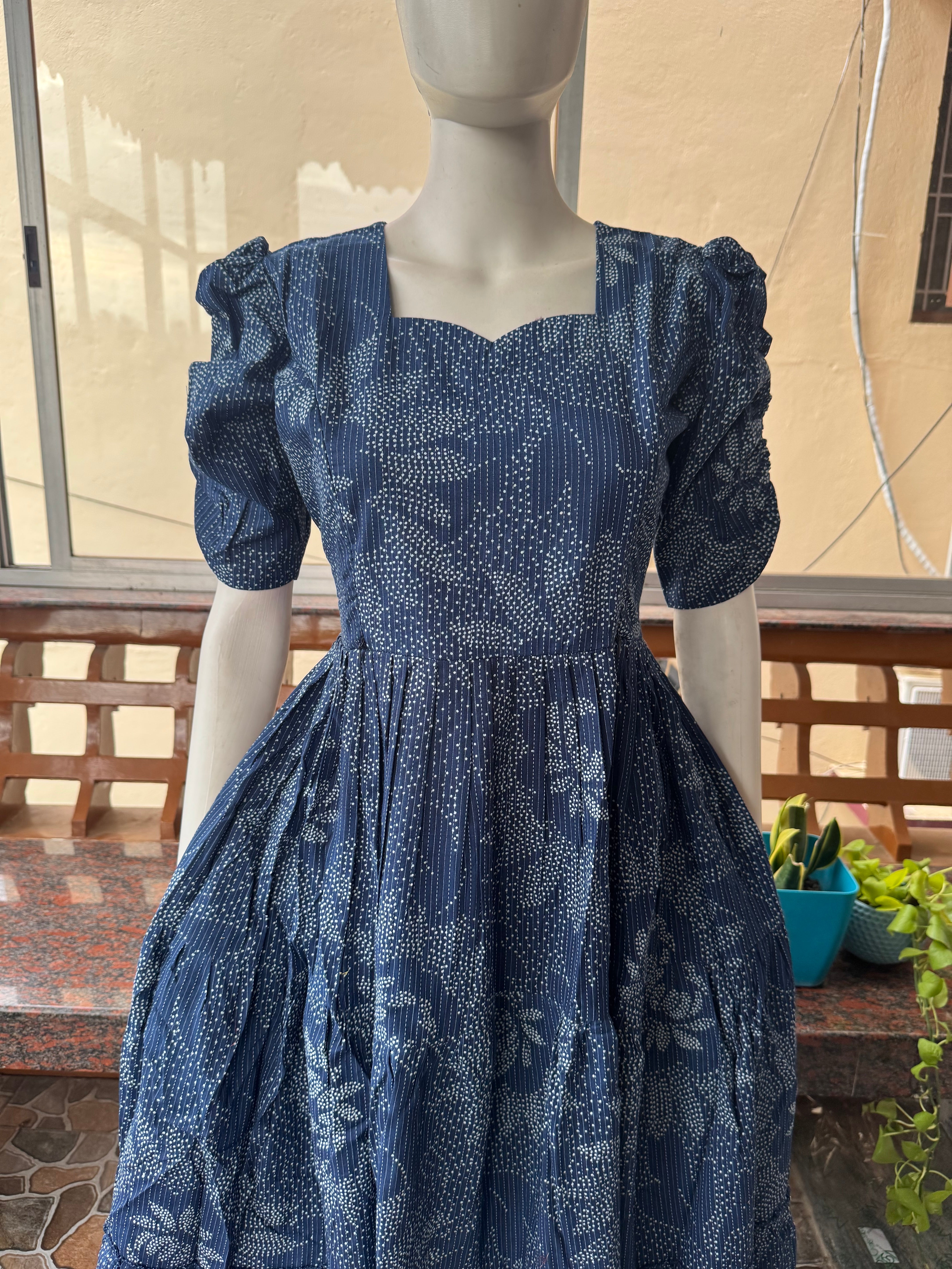 Soft kanta cotton Maternity Feeding  maxi - Indigo