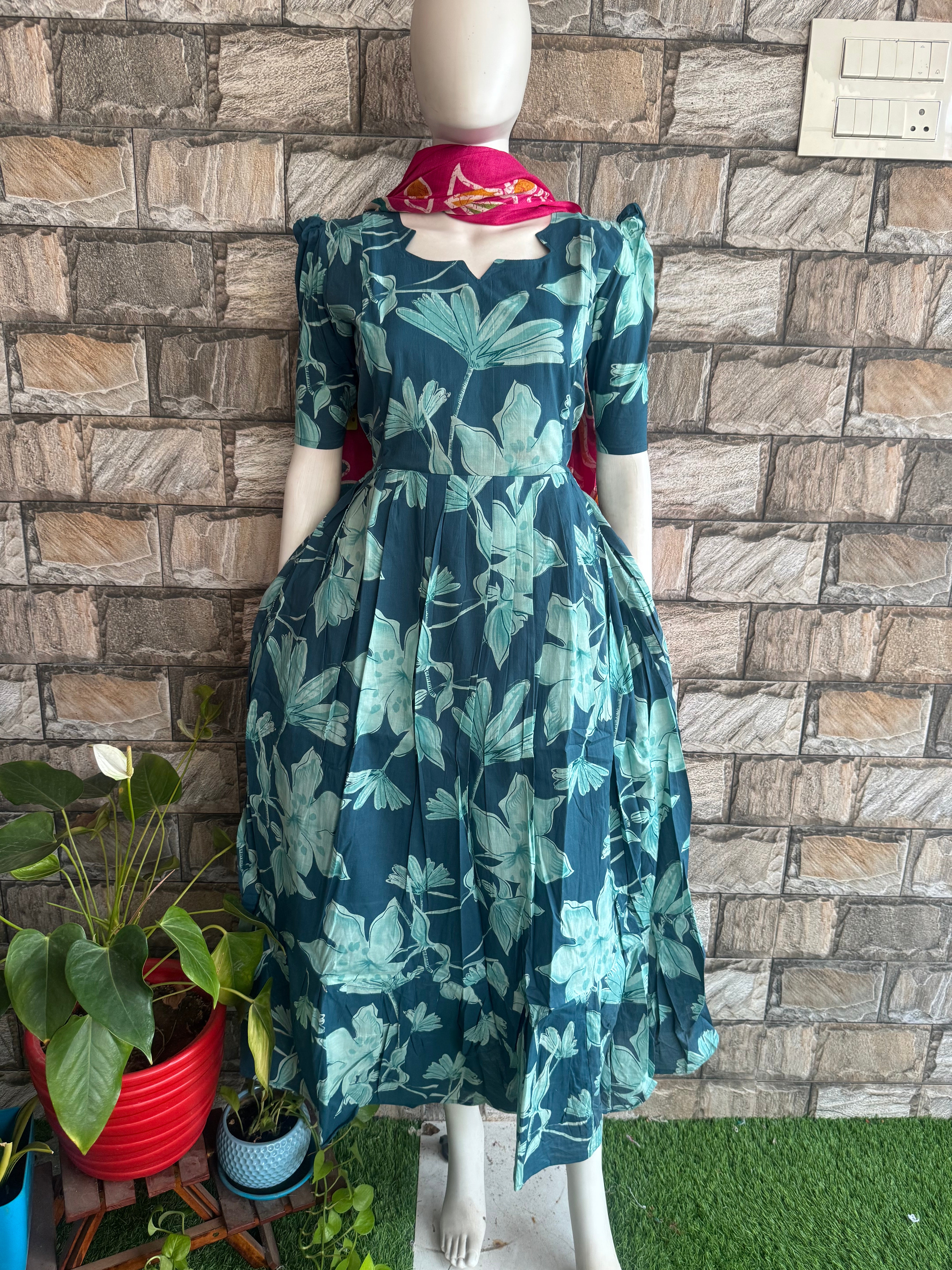 Rama Green soft cotton Maternity maxi