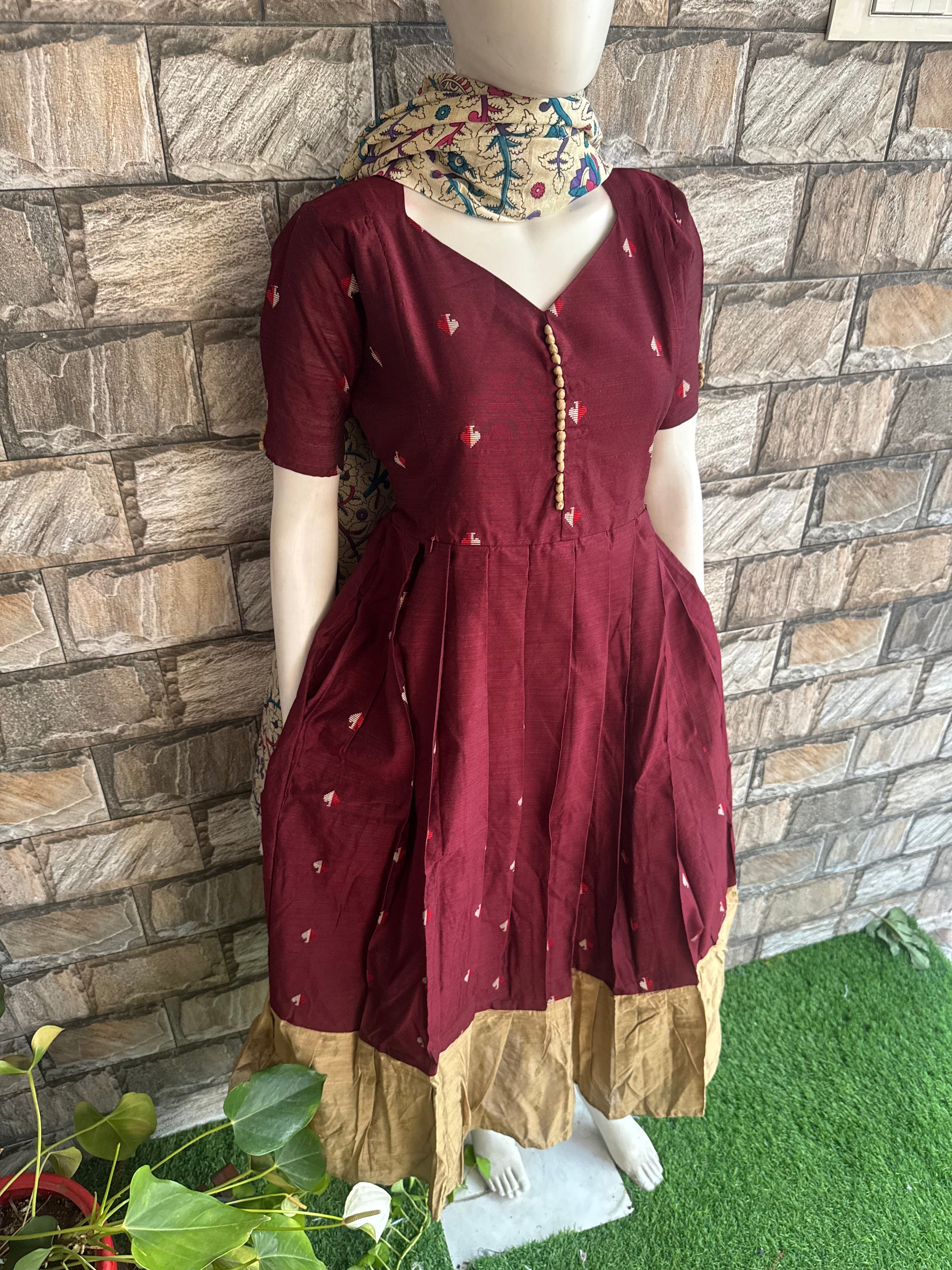Festive wear Maternity raw silk maxi wine