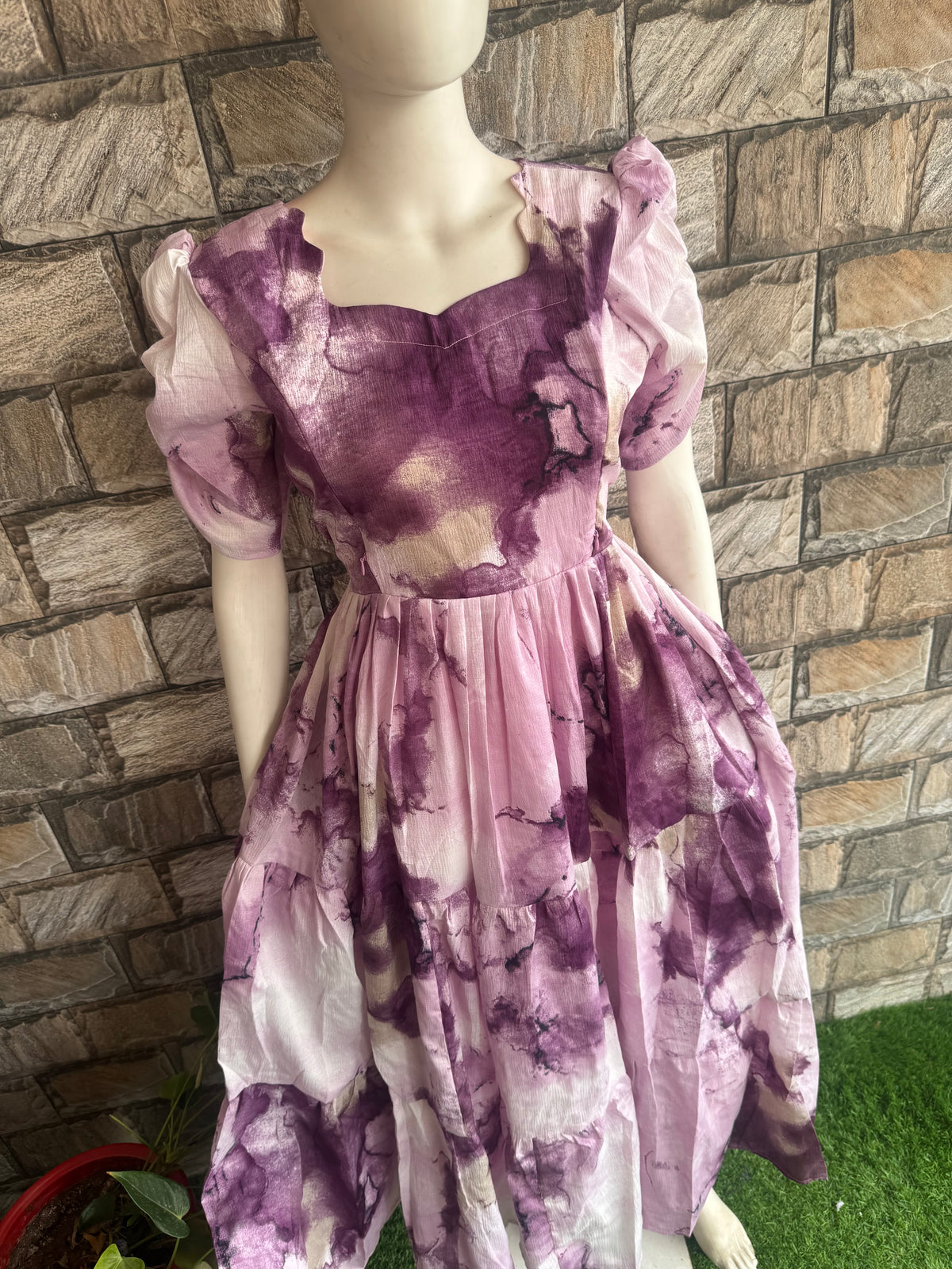 Delta crepe Maternity maxi brinjal wine marble