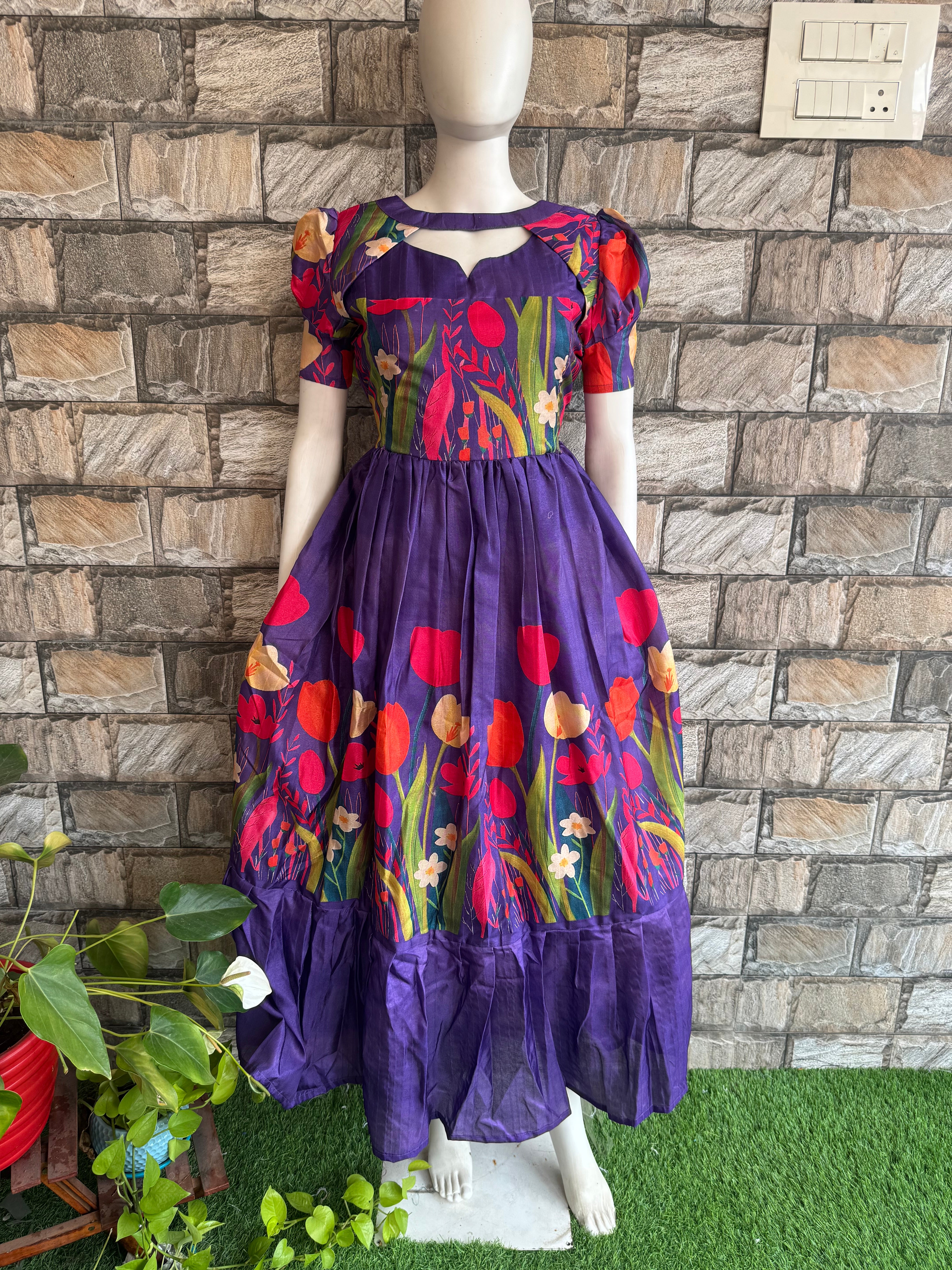 Chanderi Fabric Maternity maxi