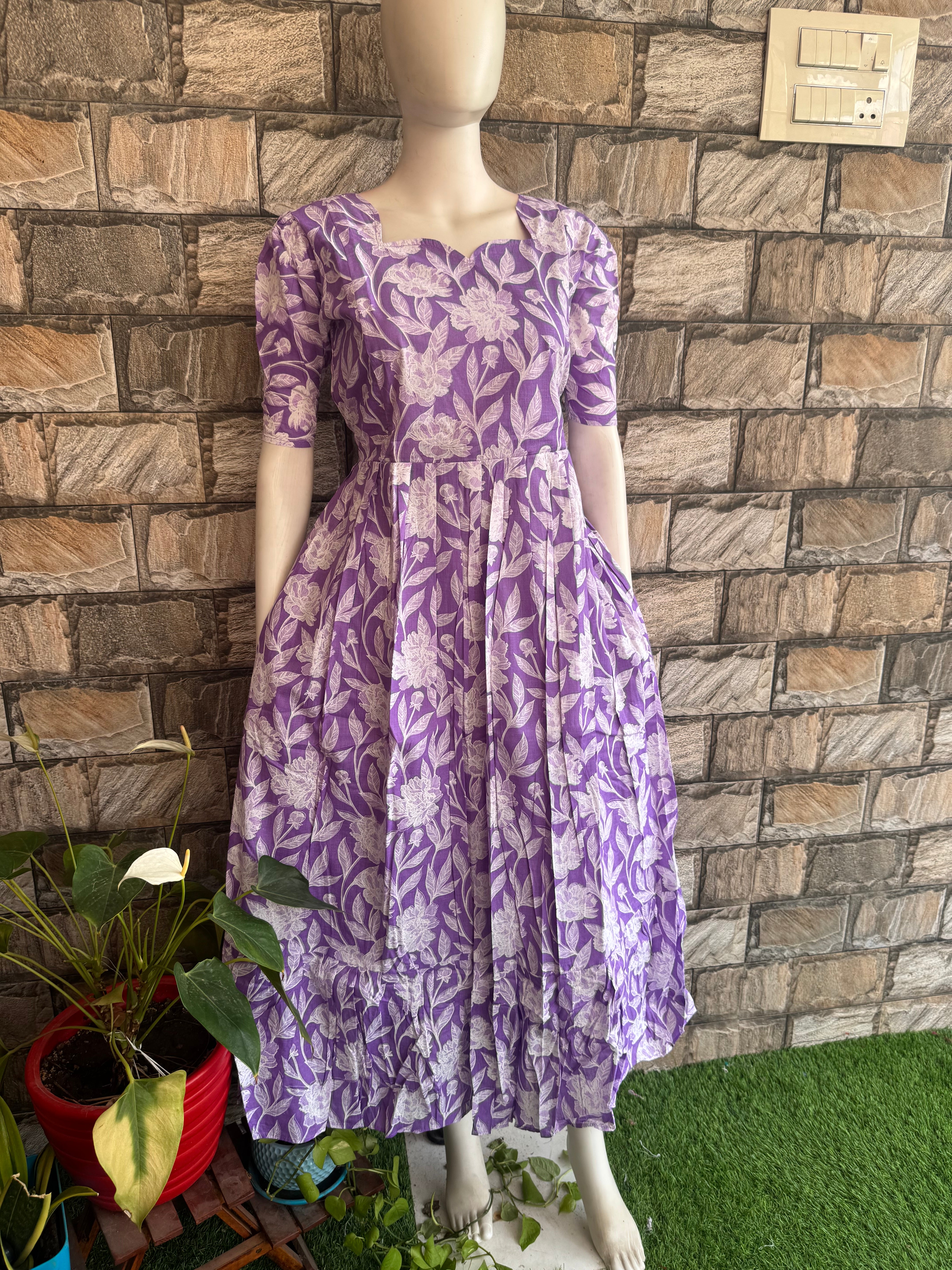 Lilac  soft cotton Maternity maxi