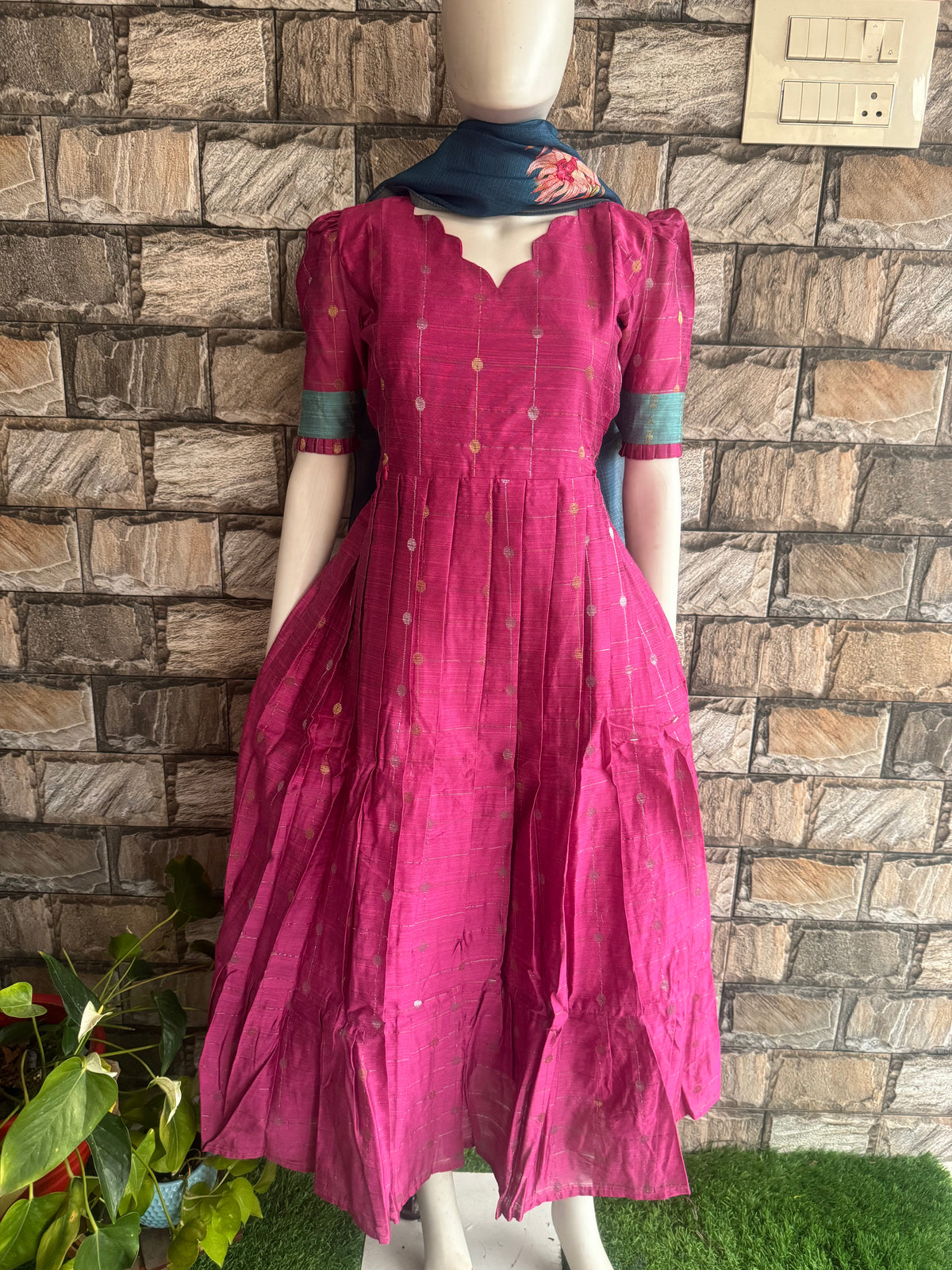 Diwali series Maternity raw silk maxi- with Dupatta Paneer rose