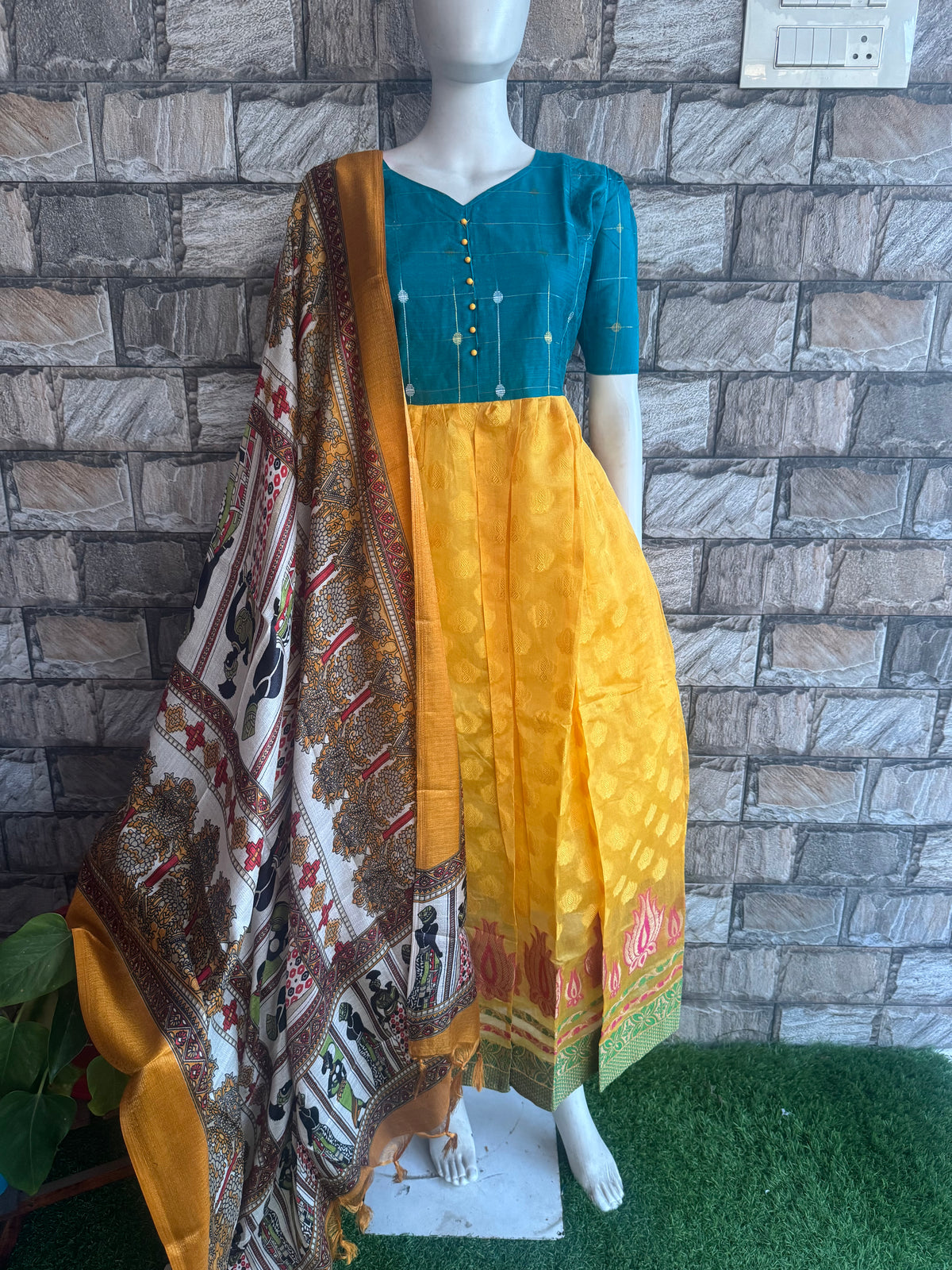 Art silk with Jaquard cotton Maternity Feeding maxi ONLY FEEDING with DUPATTA