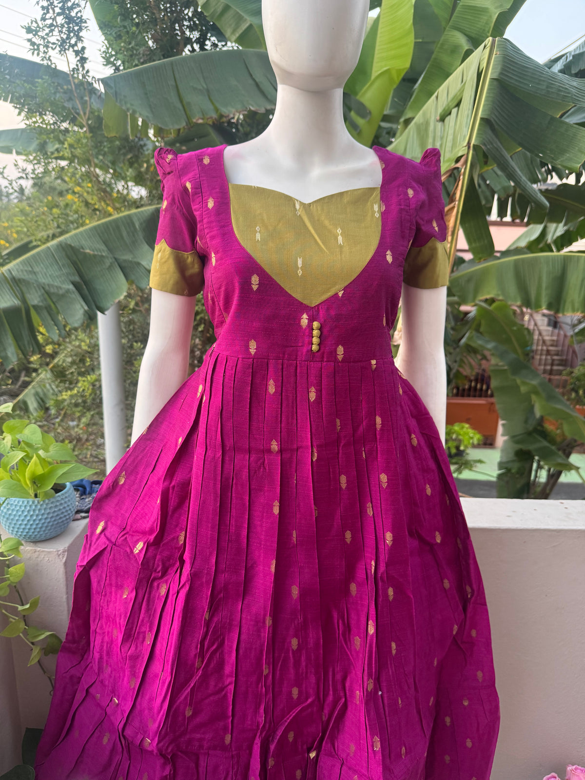 Diwali series Maternity raw silk maxi without dupatta