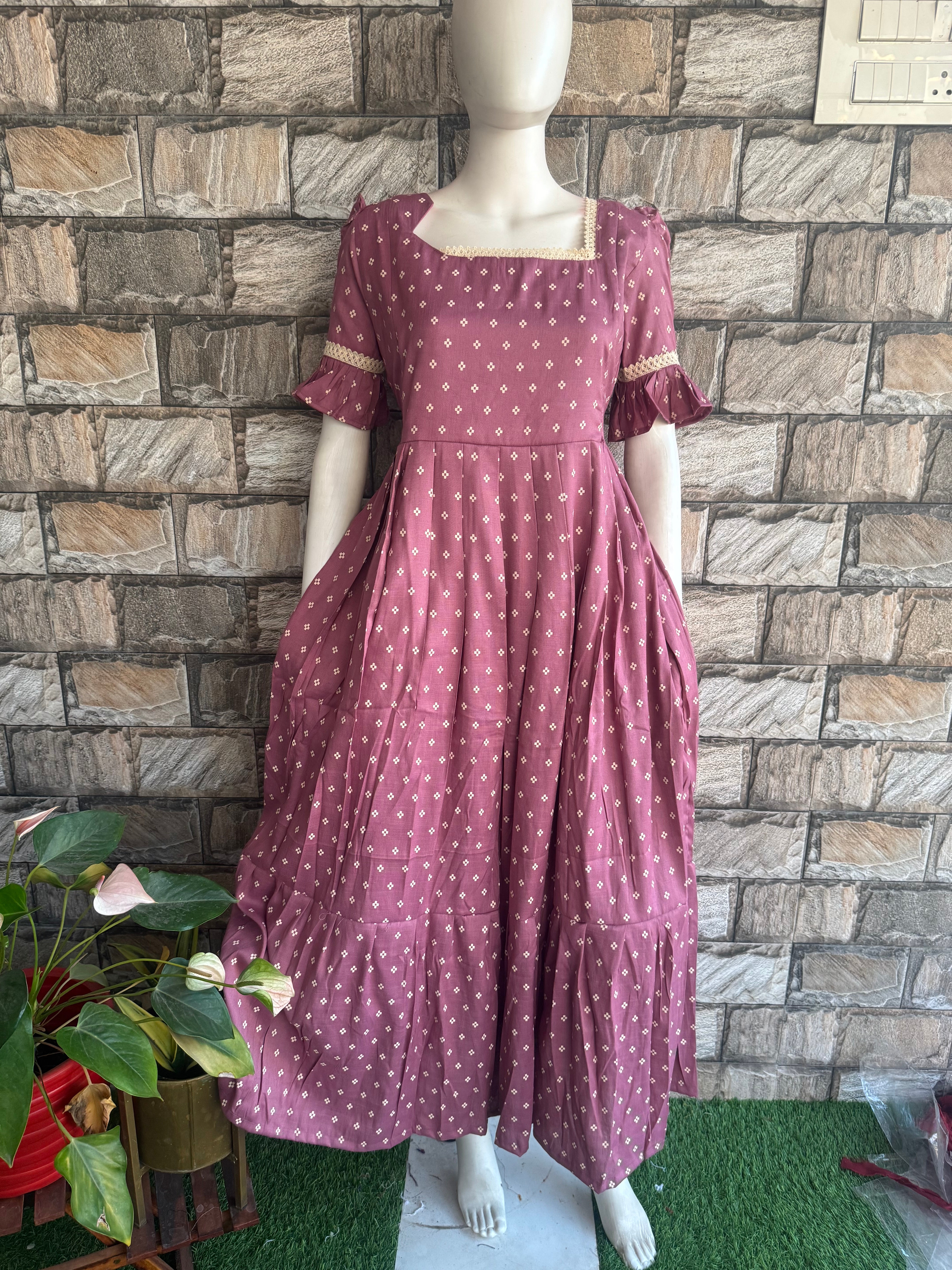 Lilac Soft mix cotton Maternity maxi