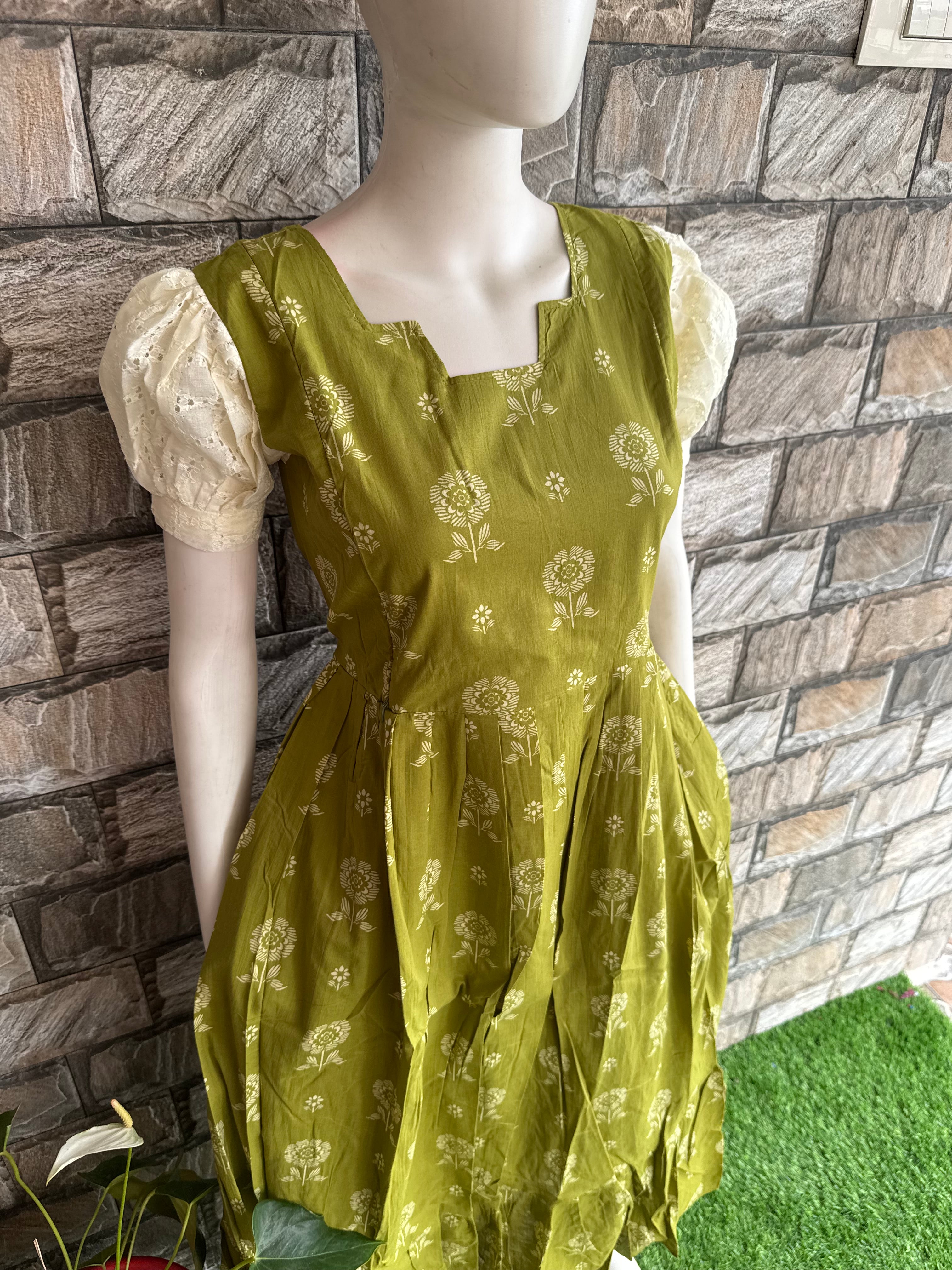 Parrot Green soft cotton Maternity maxi