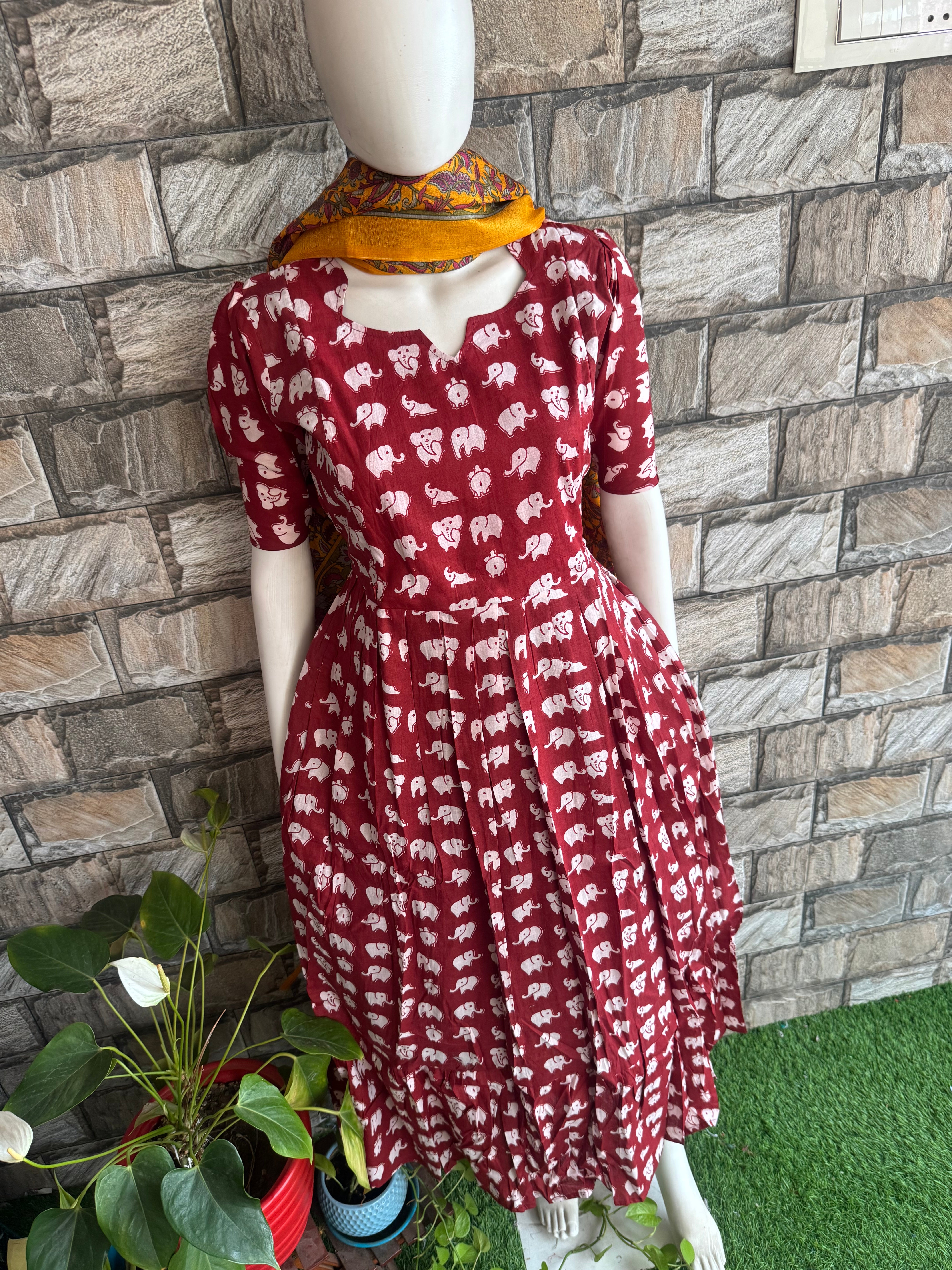 Maroon elephant soft cotton Maternity maxi