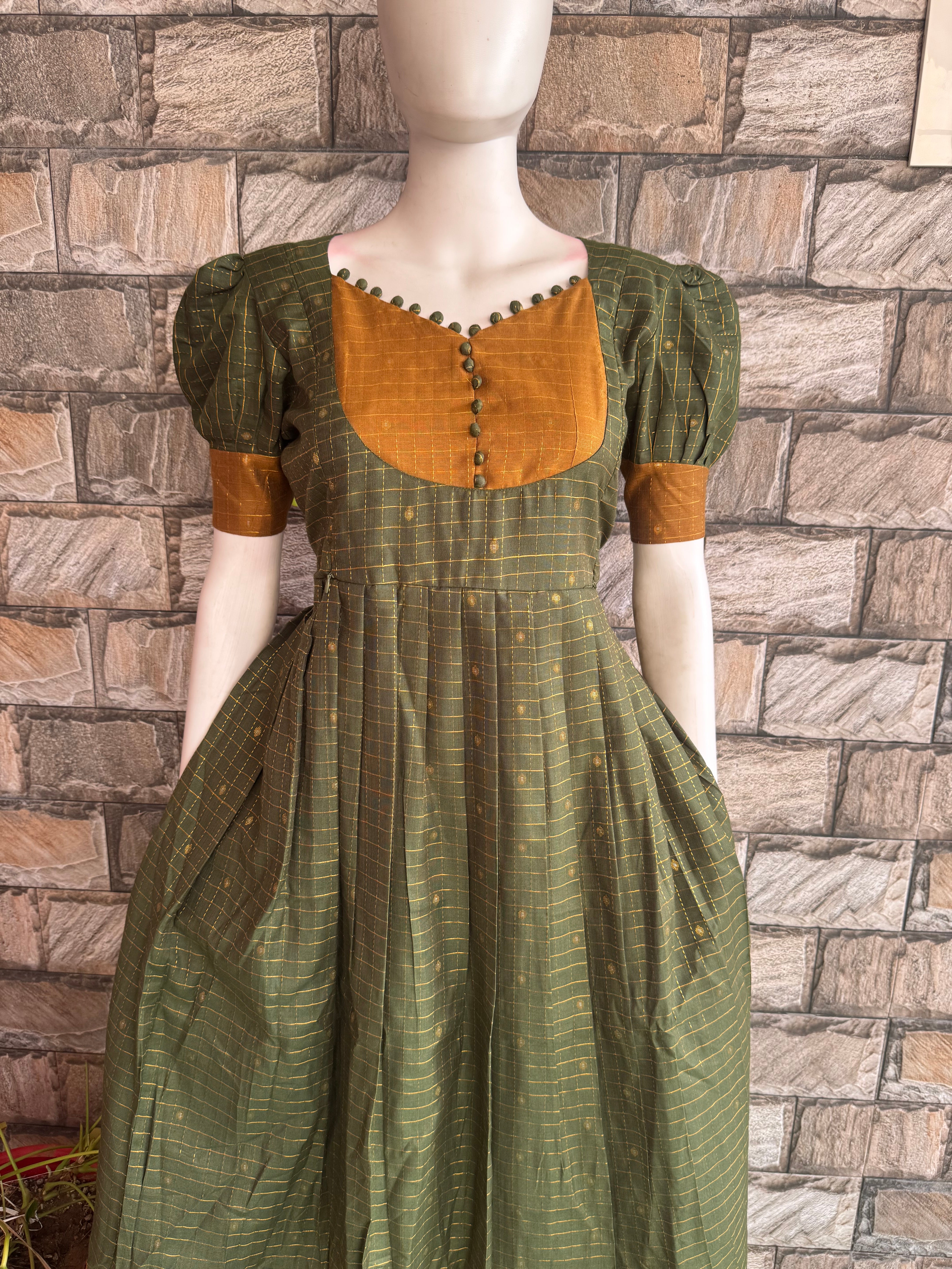 Festive wear Maternity Handloom silk maxi Mahendi