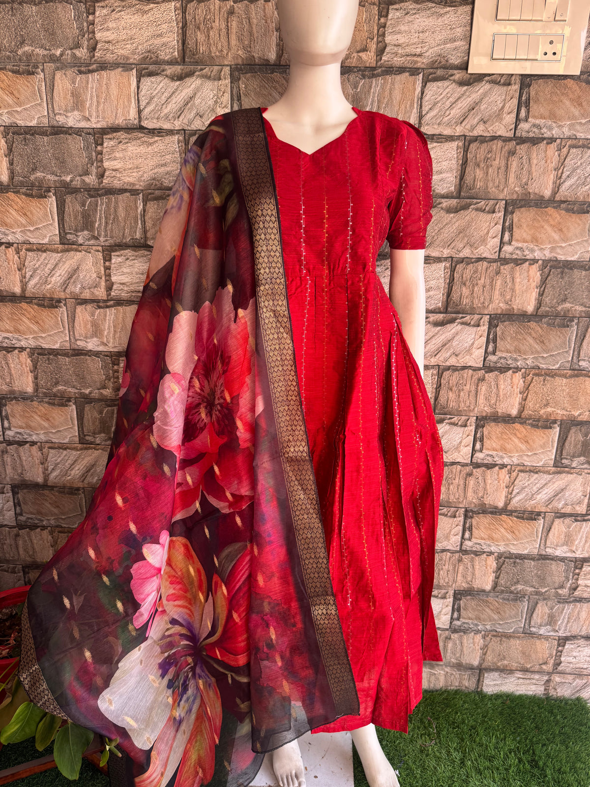 Raw silk Maternity Feeding maxi Budget launch including dupatta