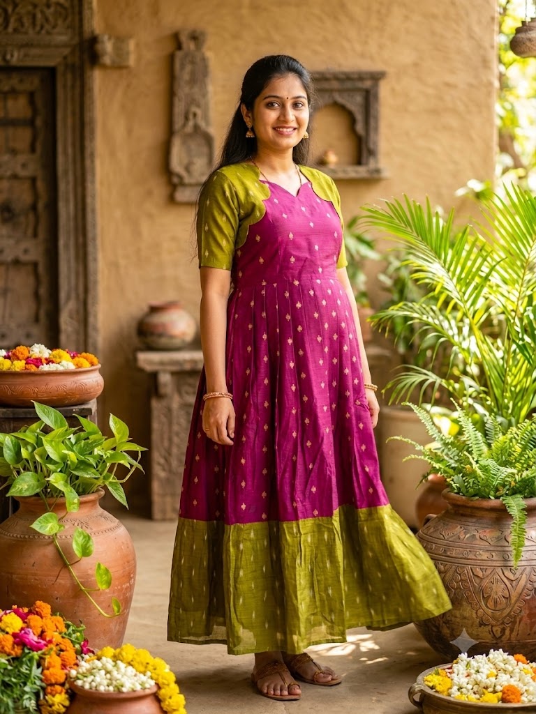 Diwali series Maternity raw silk maxi- without Dupatta