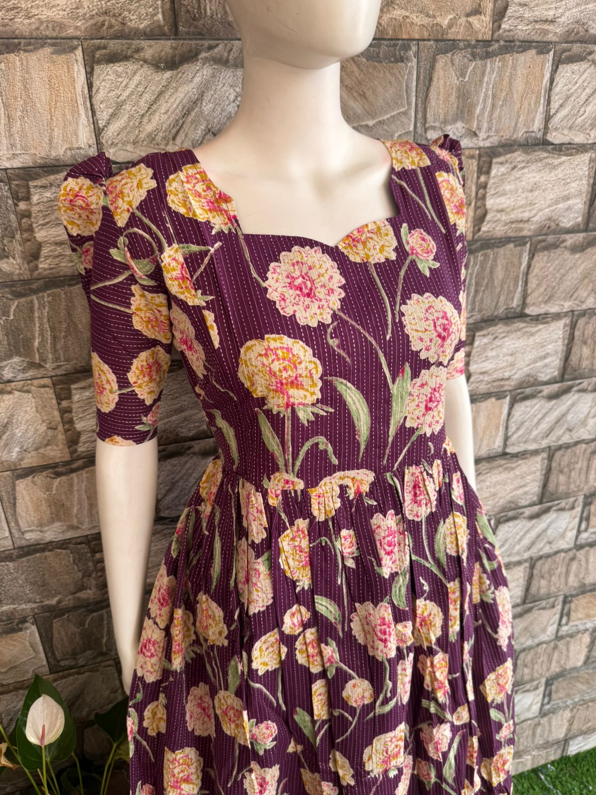 wine flower kanta cotton