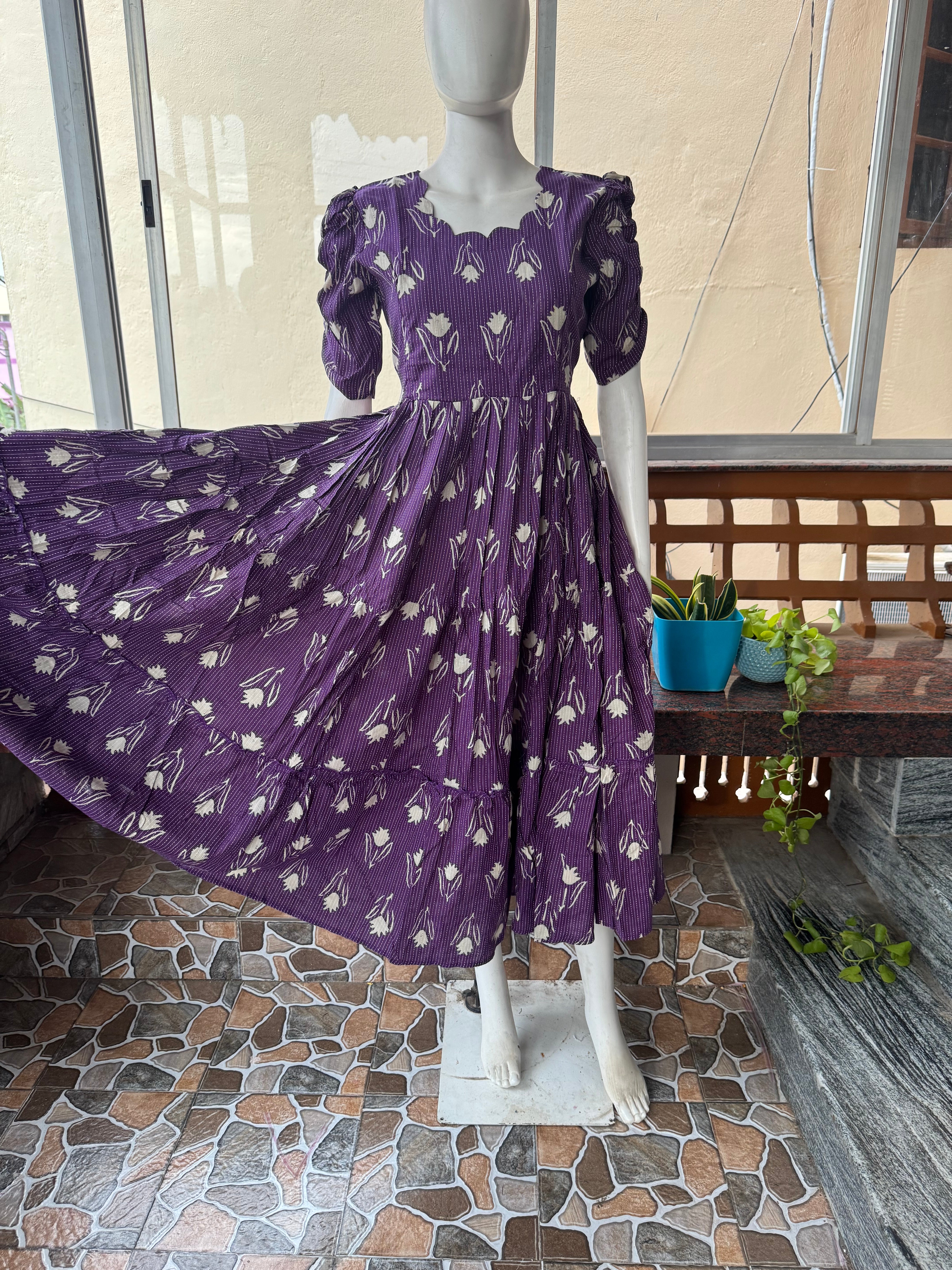 Soft kanta cotton Maternity Feeding  maxi - Pale Brinjal