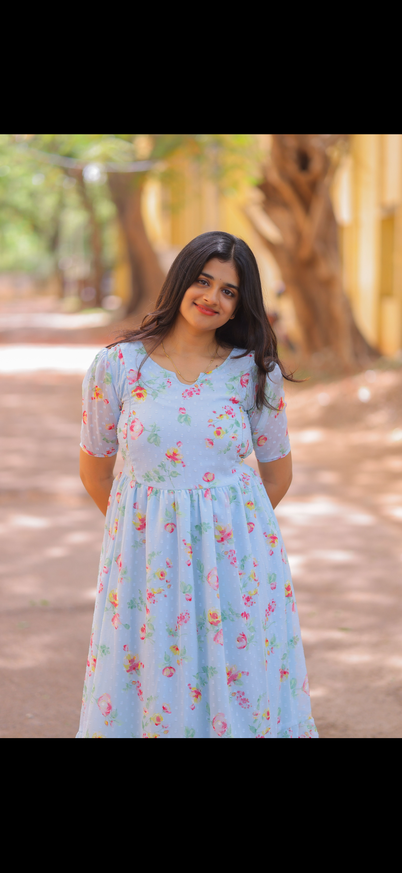 Dobby Butta Georgette Maternity Maxi - Ice Blue