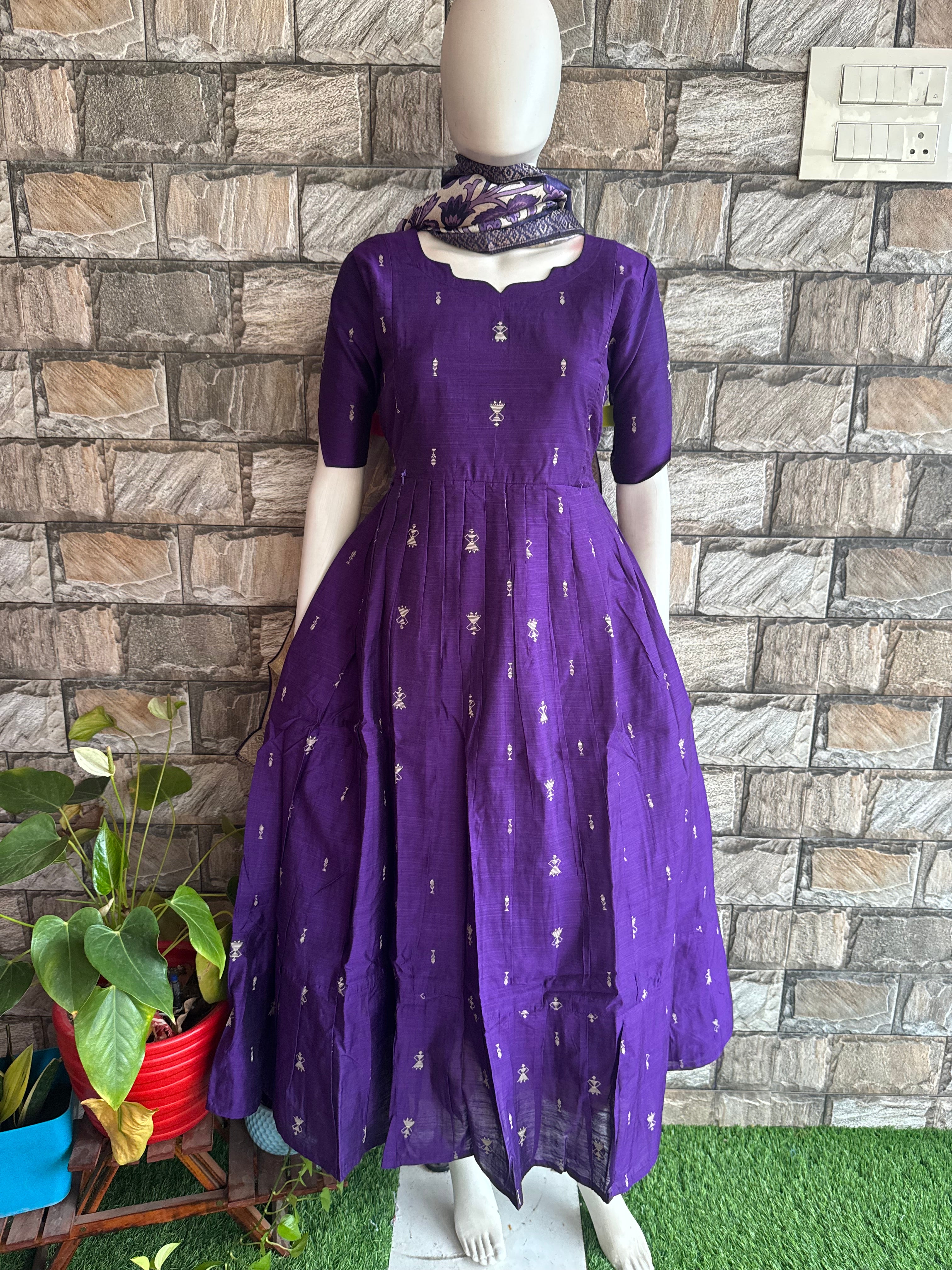 Festive wear Maternity raw silk maxi Brinjal Violet