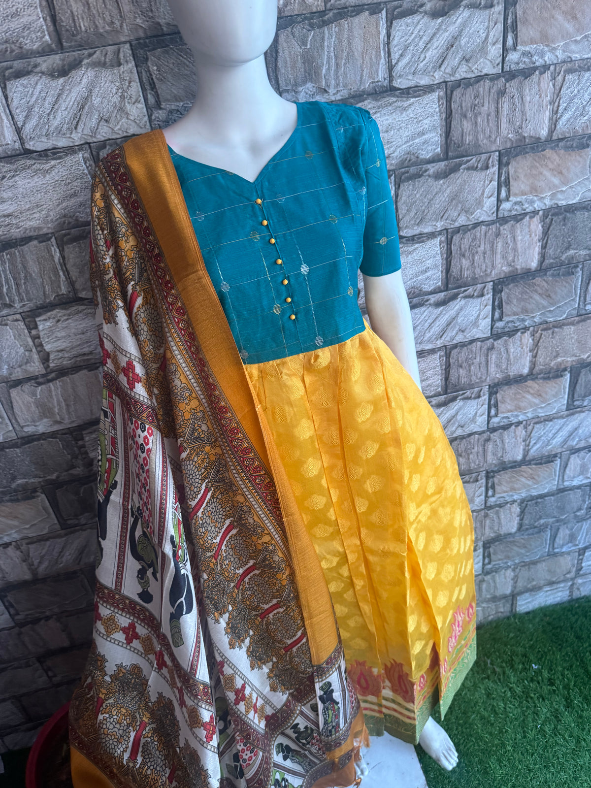 Art silk with Jaquard cotton Maternity Feeding maxi ONLY FEEDING with DUPATTA