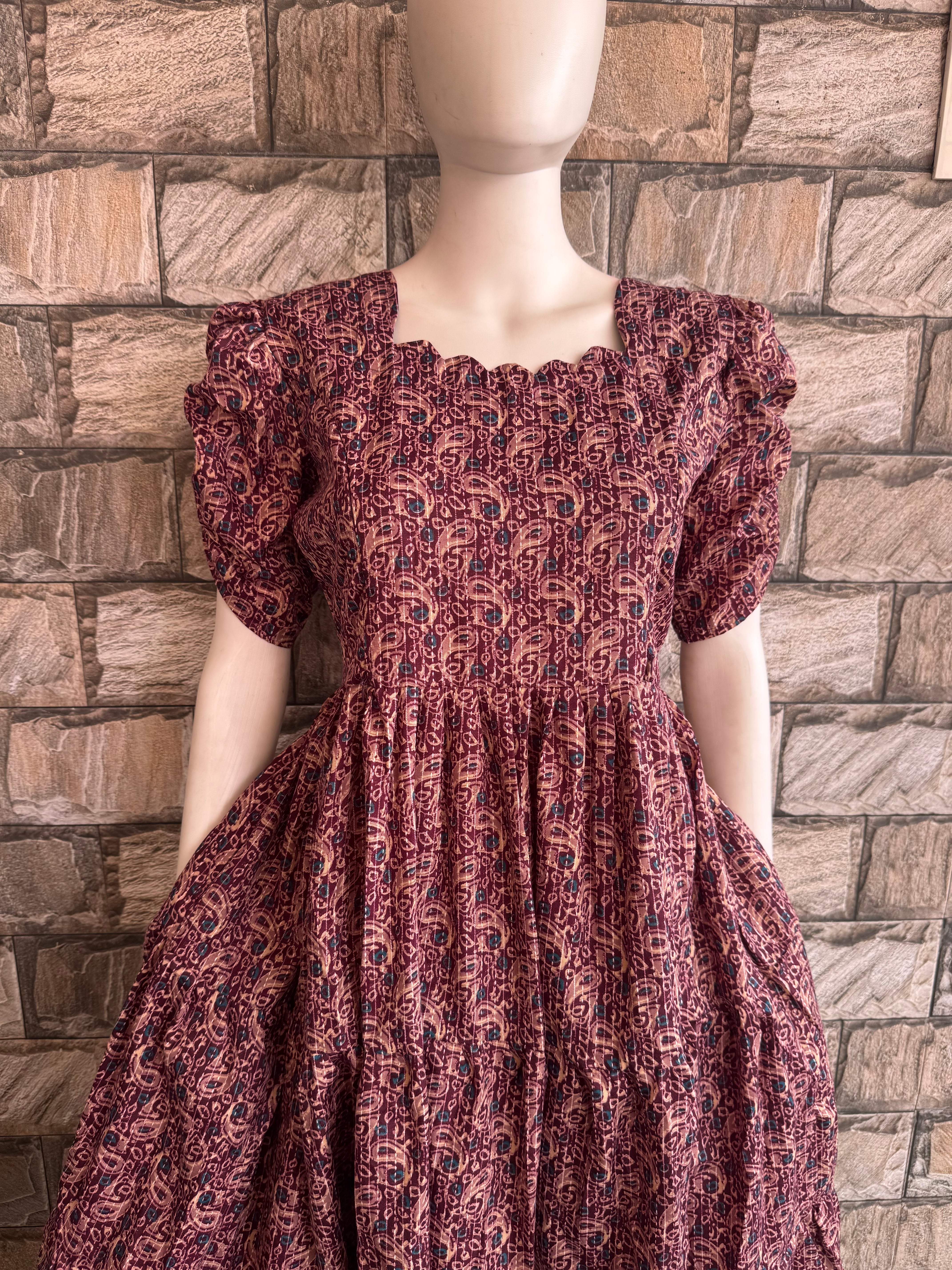 Wine Ajrak maternity maxi