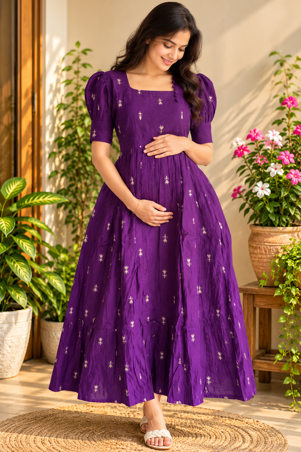 Diwali series Maternity raw silk maxi- without Dupatta