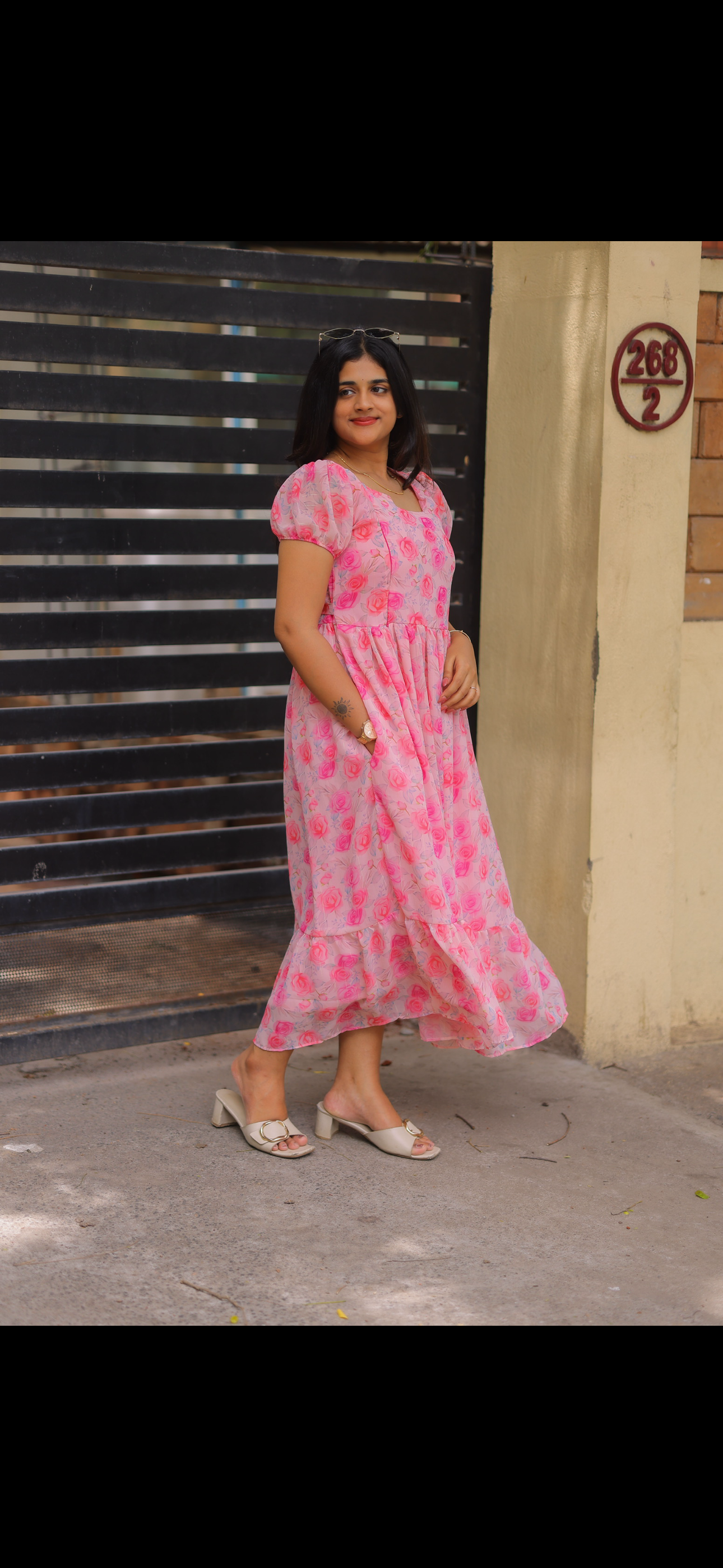 Lurex Georgette Maternity Feeding maxi Peach