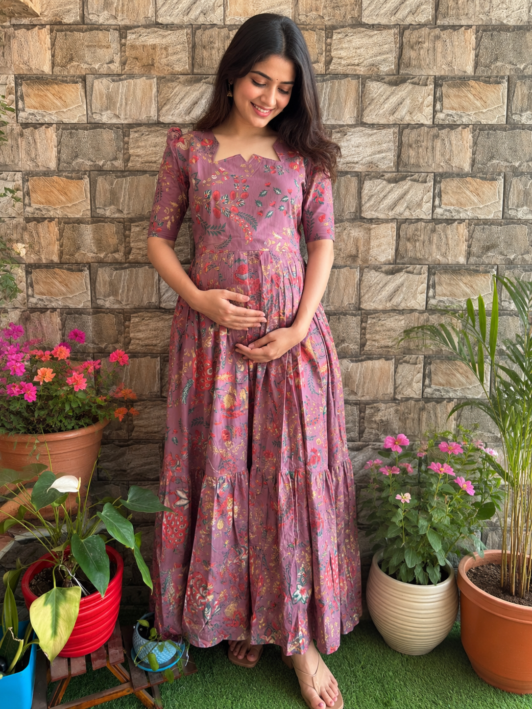Onion peel soft cotton Maternity maxi