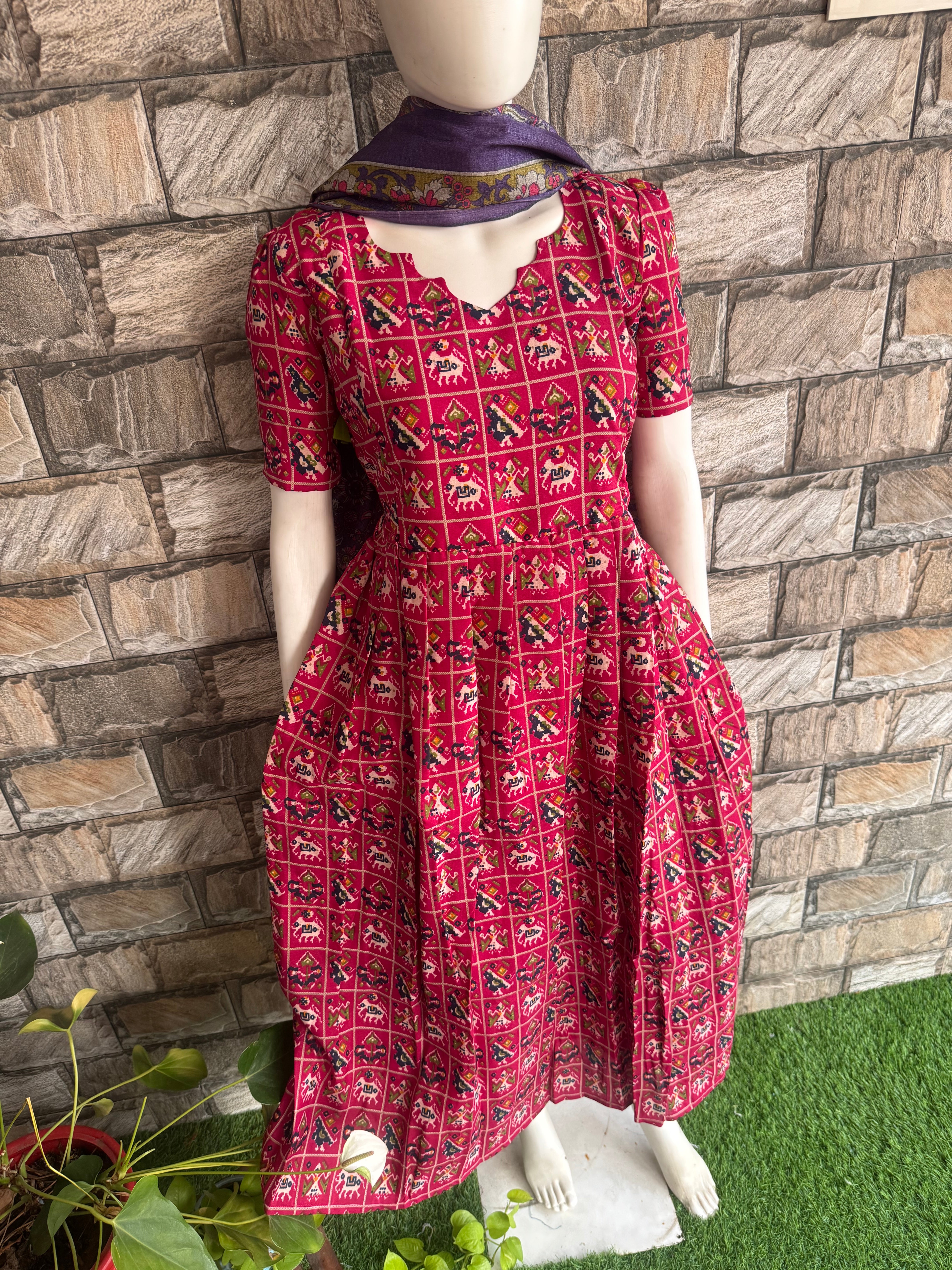 Ajrak design cotton Mix Maternity maxi