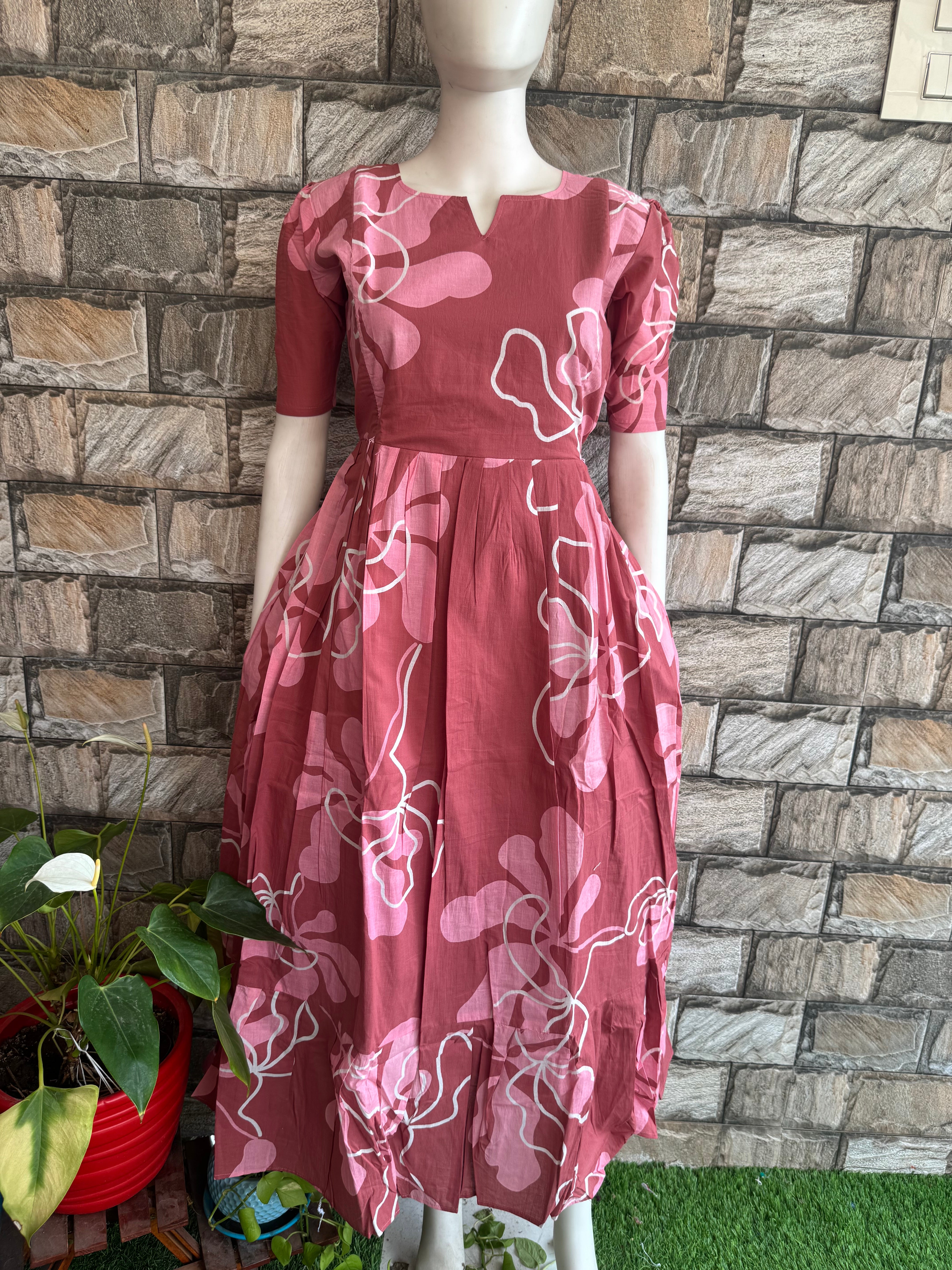 Brown pale onion shade   soft cotton Maternity maxi