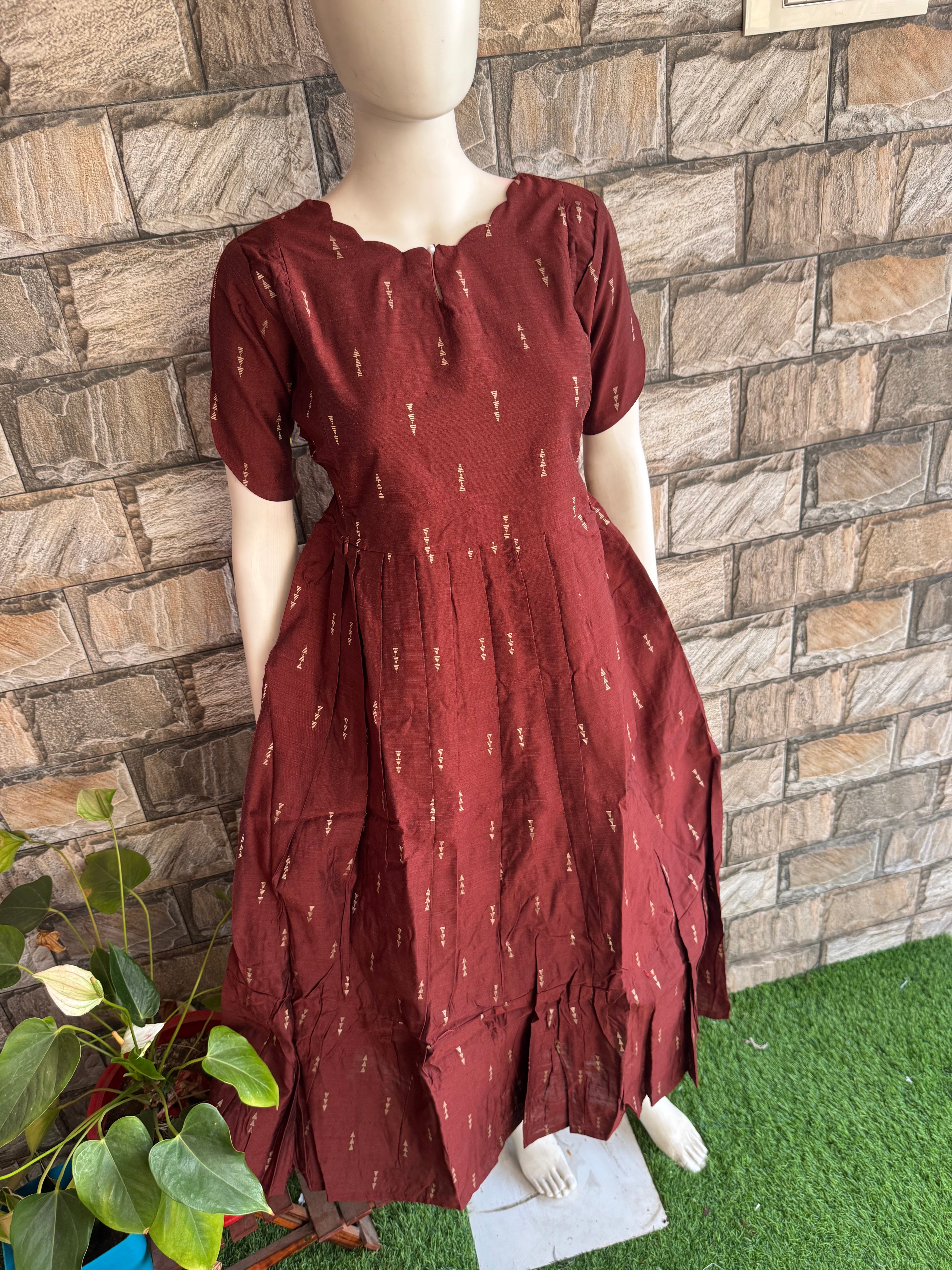 Festive wear Maternity raw silk maxi Coffee Brick Brown