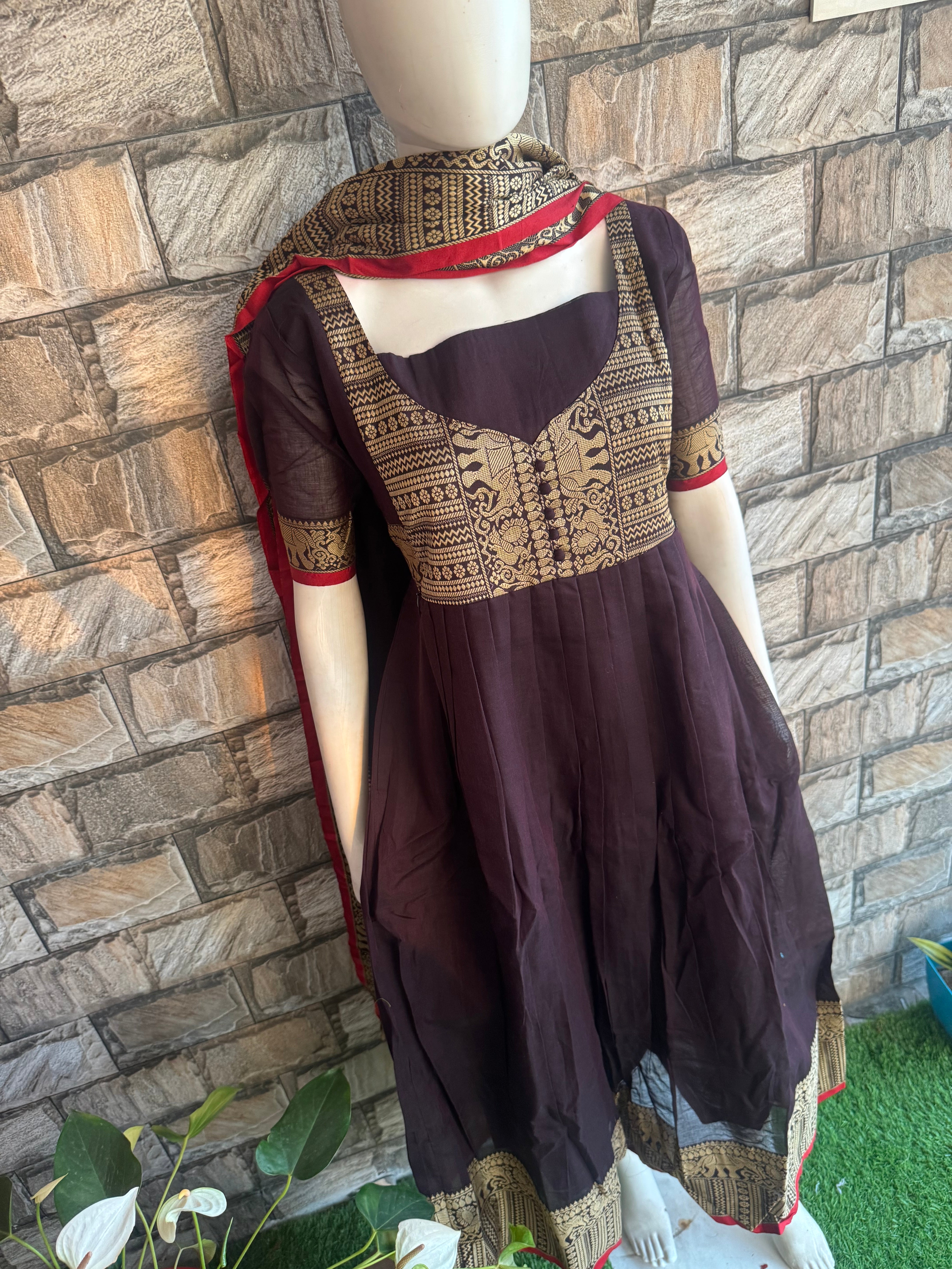 Narayanpet Maternity maxi without dupatta one L size available Coffee Brown
