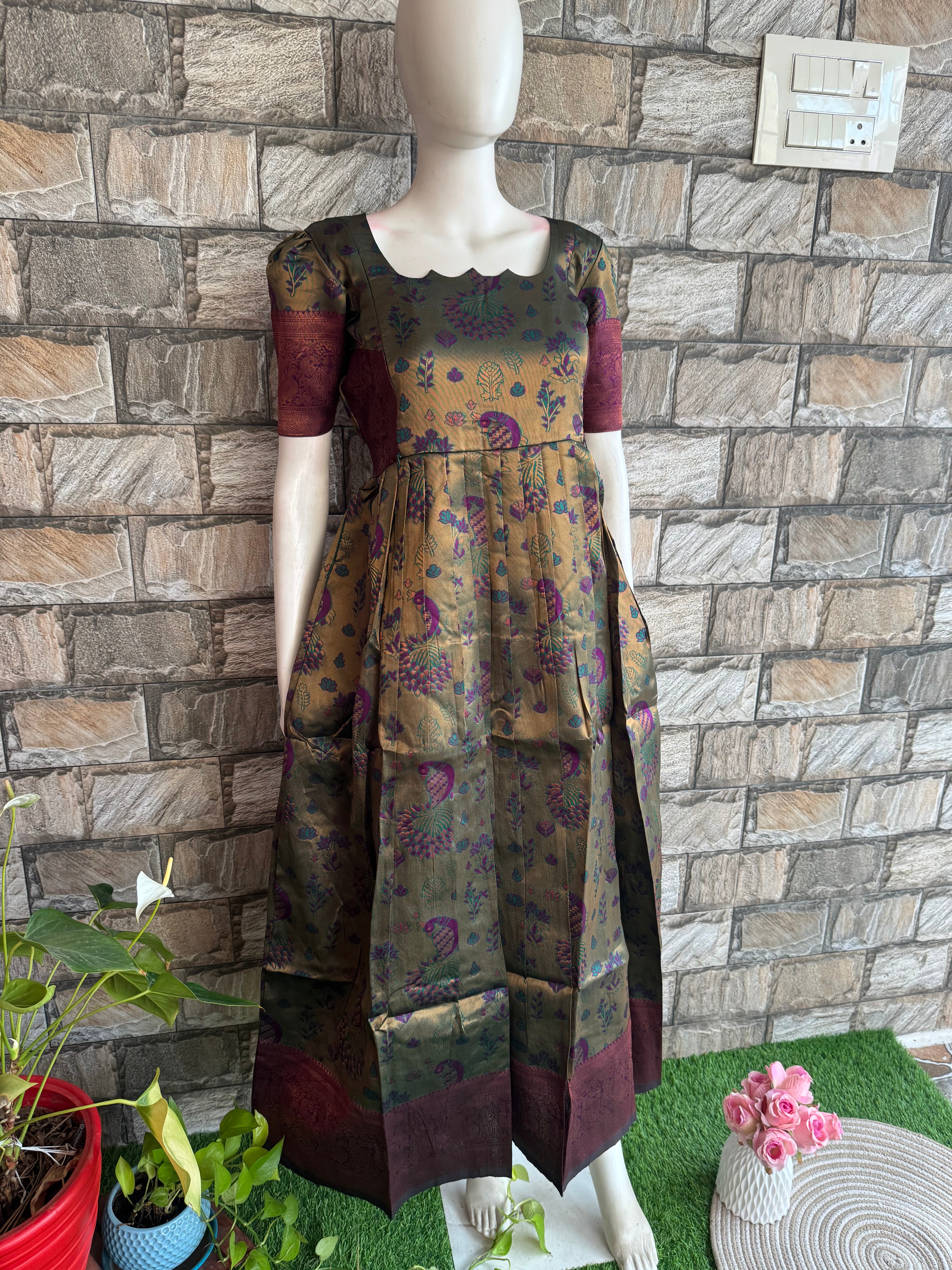 Festive wear Maternity Banarasi silk maxi