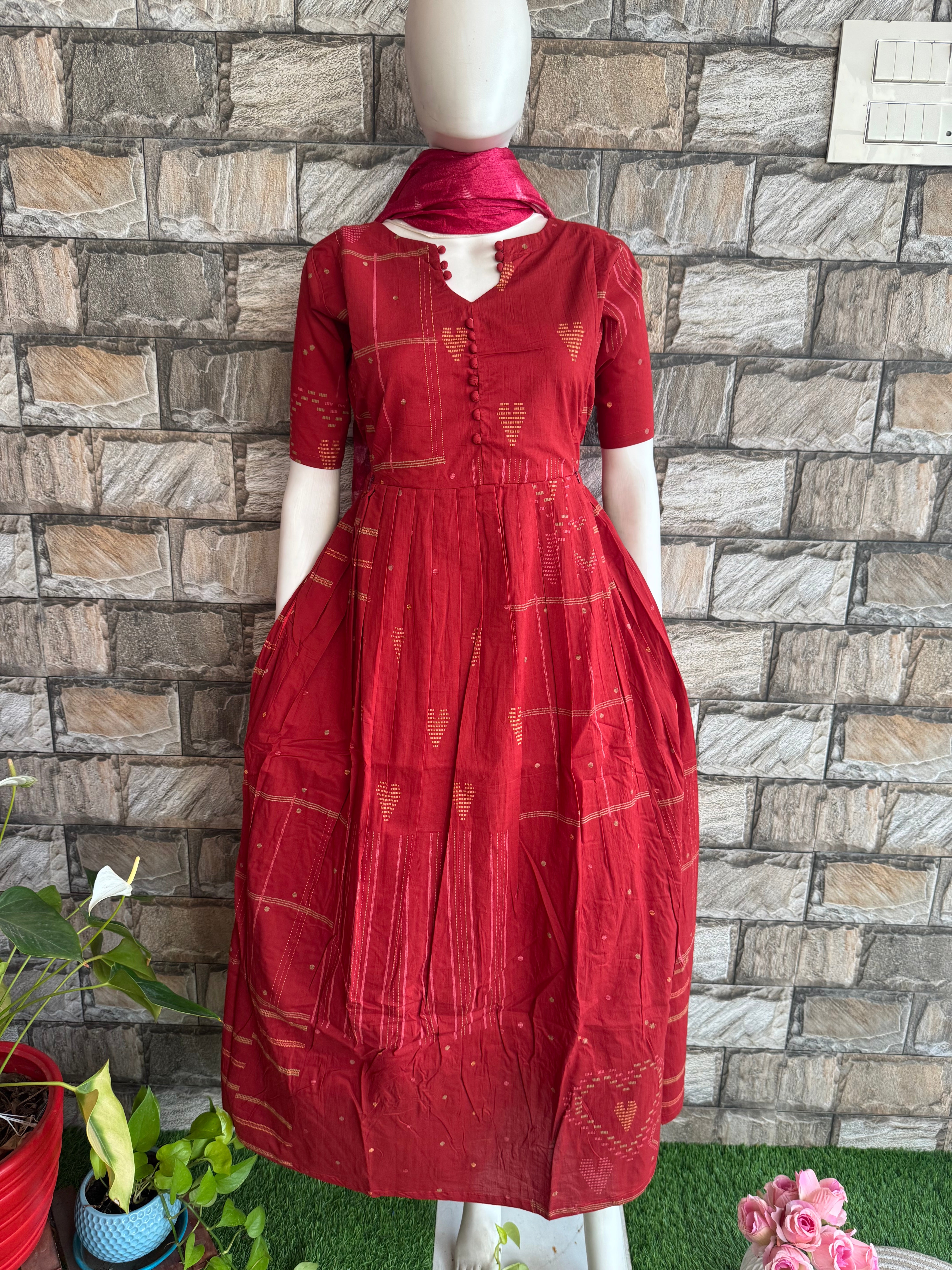 Maternity maxi Handloom cotton Best price Pale Maroon