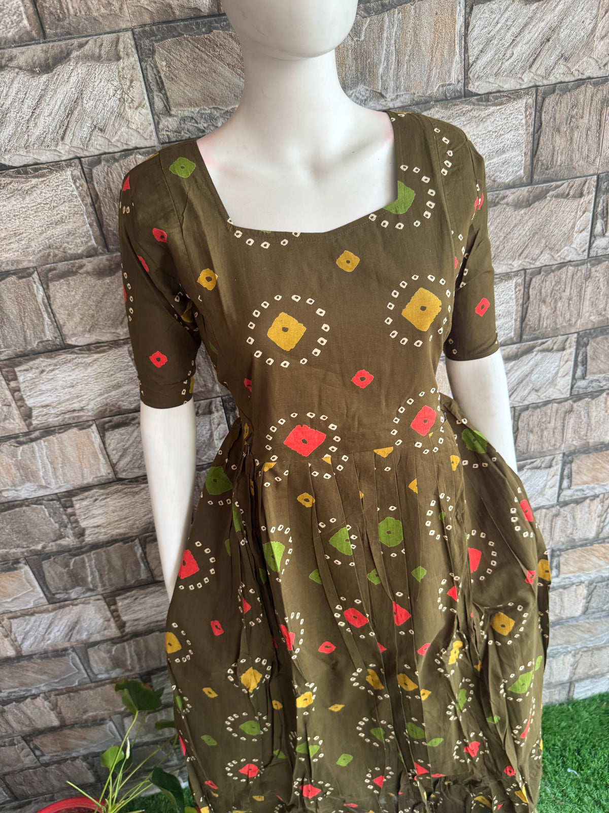 Soft cotton Maternity maxi without dupatta Olive