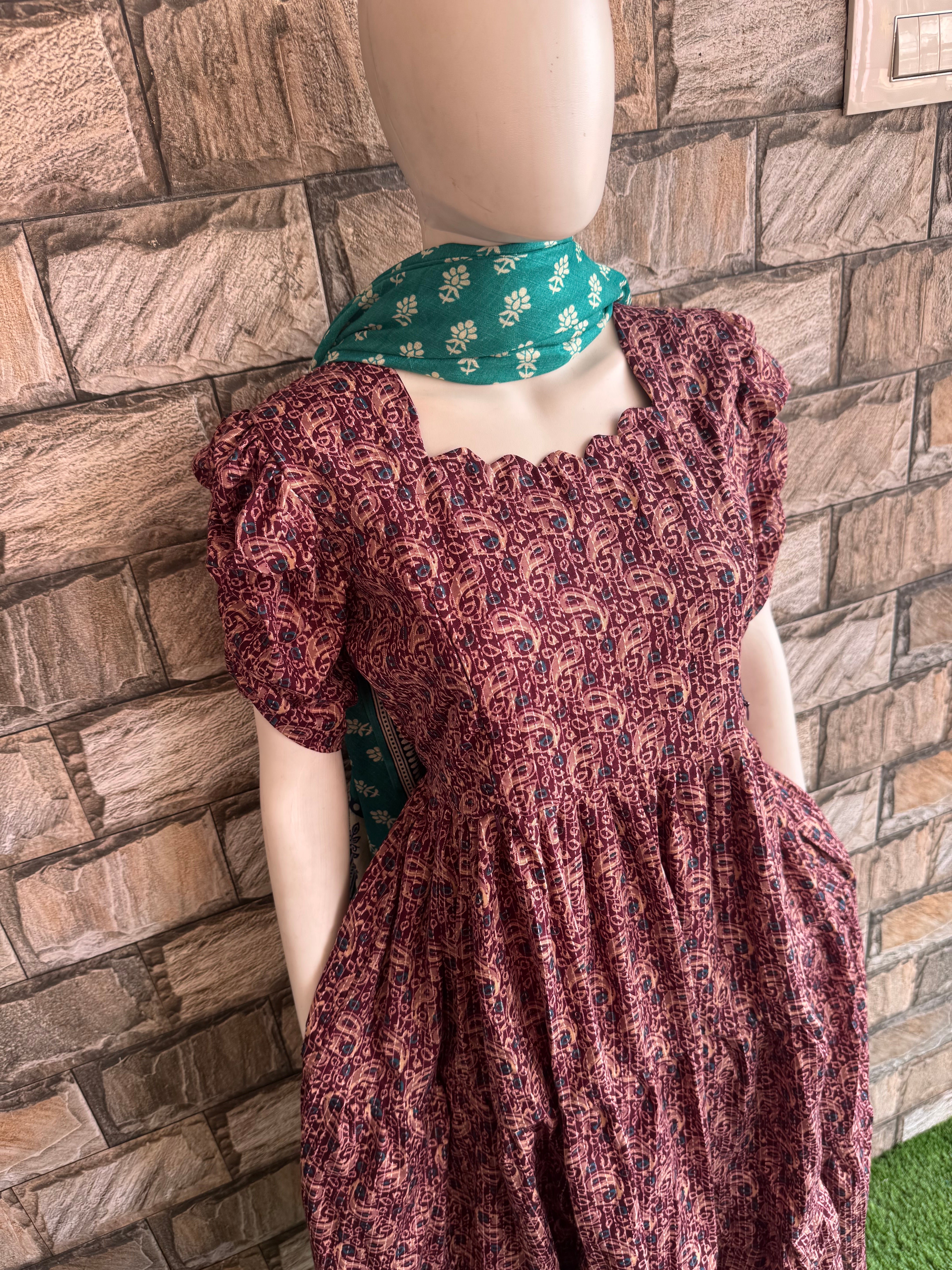 Wine Ajrak maternity maxi