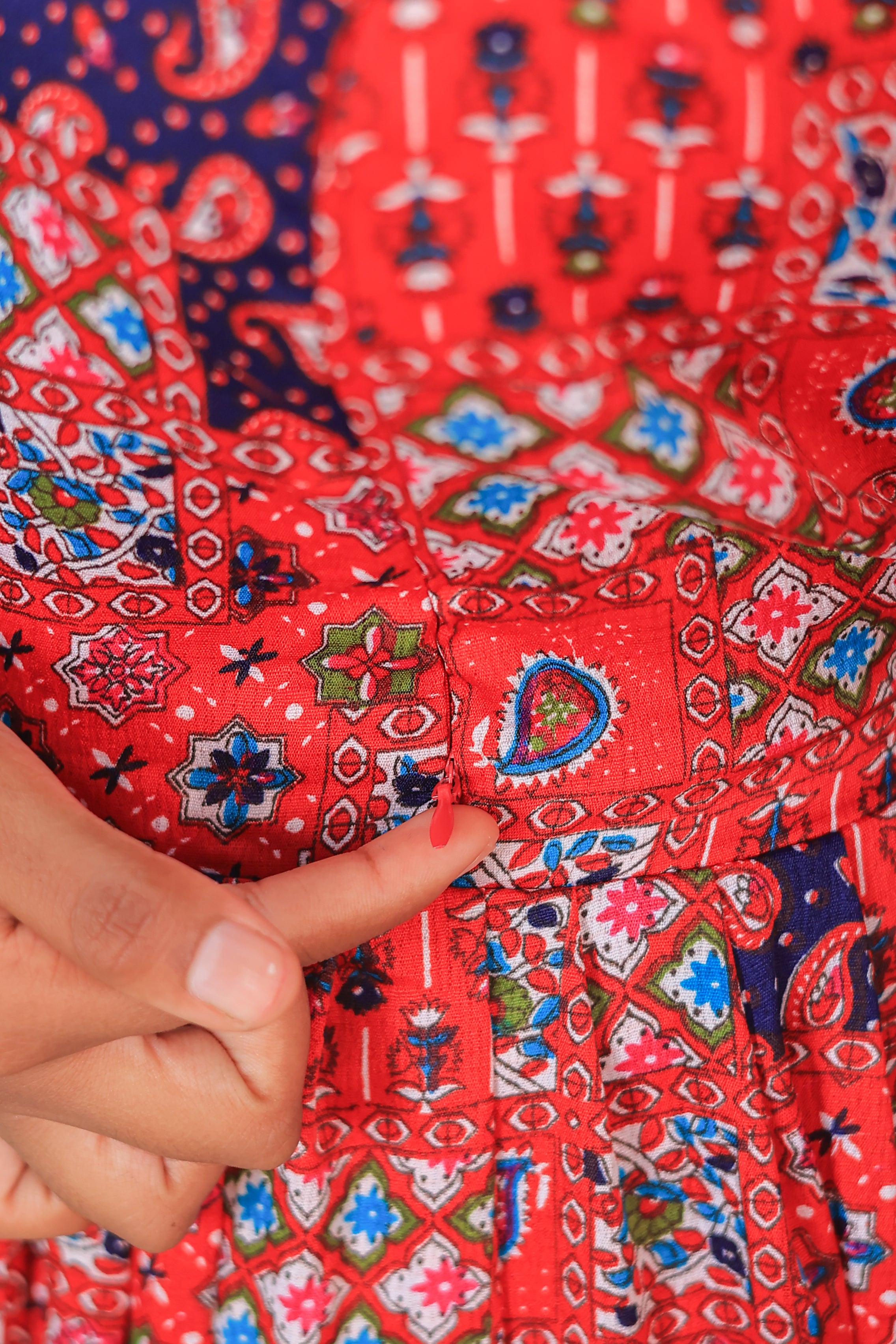 Maternity maxi Red shade Geometric Pattern Delta
