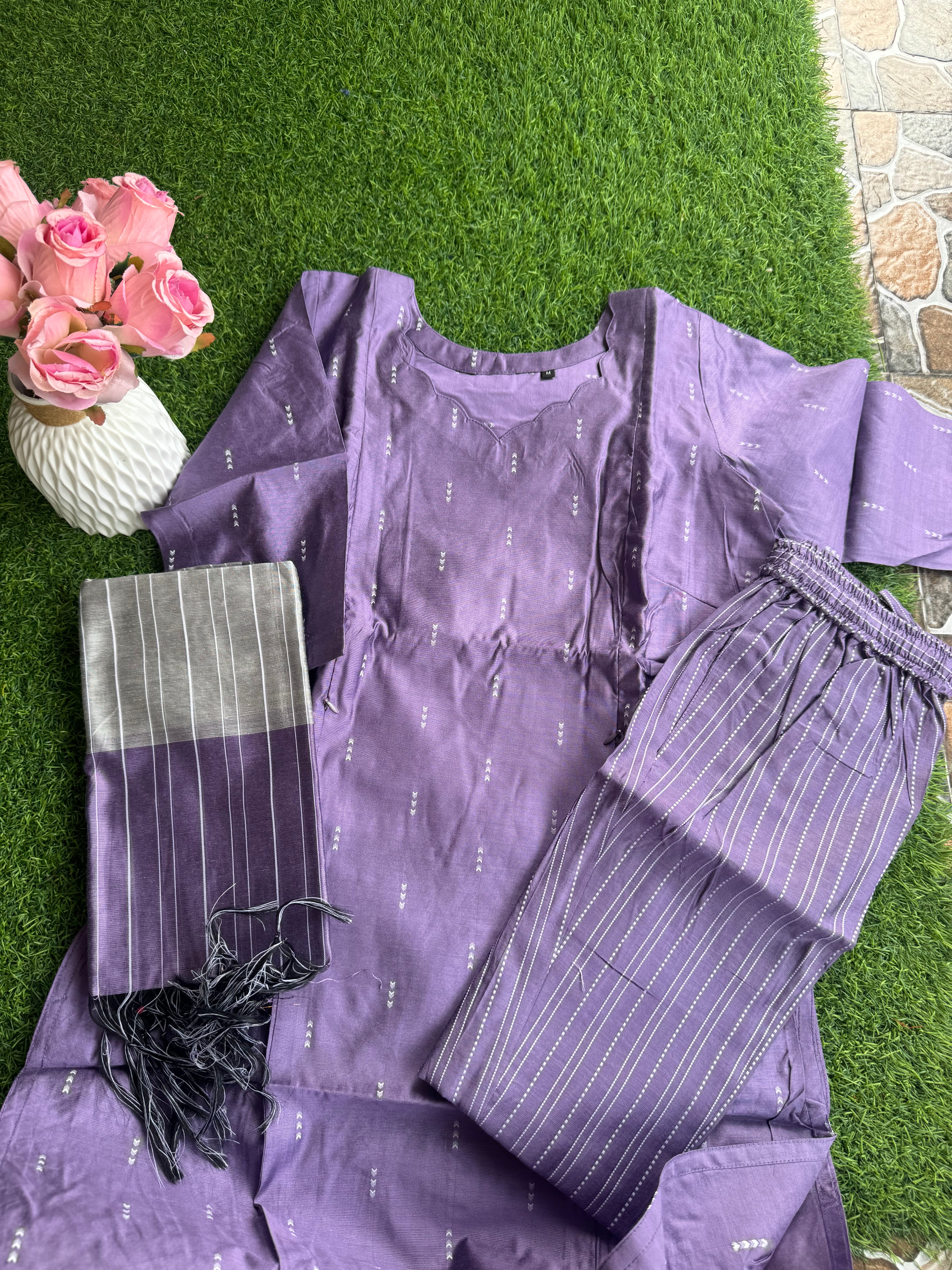 Lilac raw silk 3 piece Feeding Set