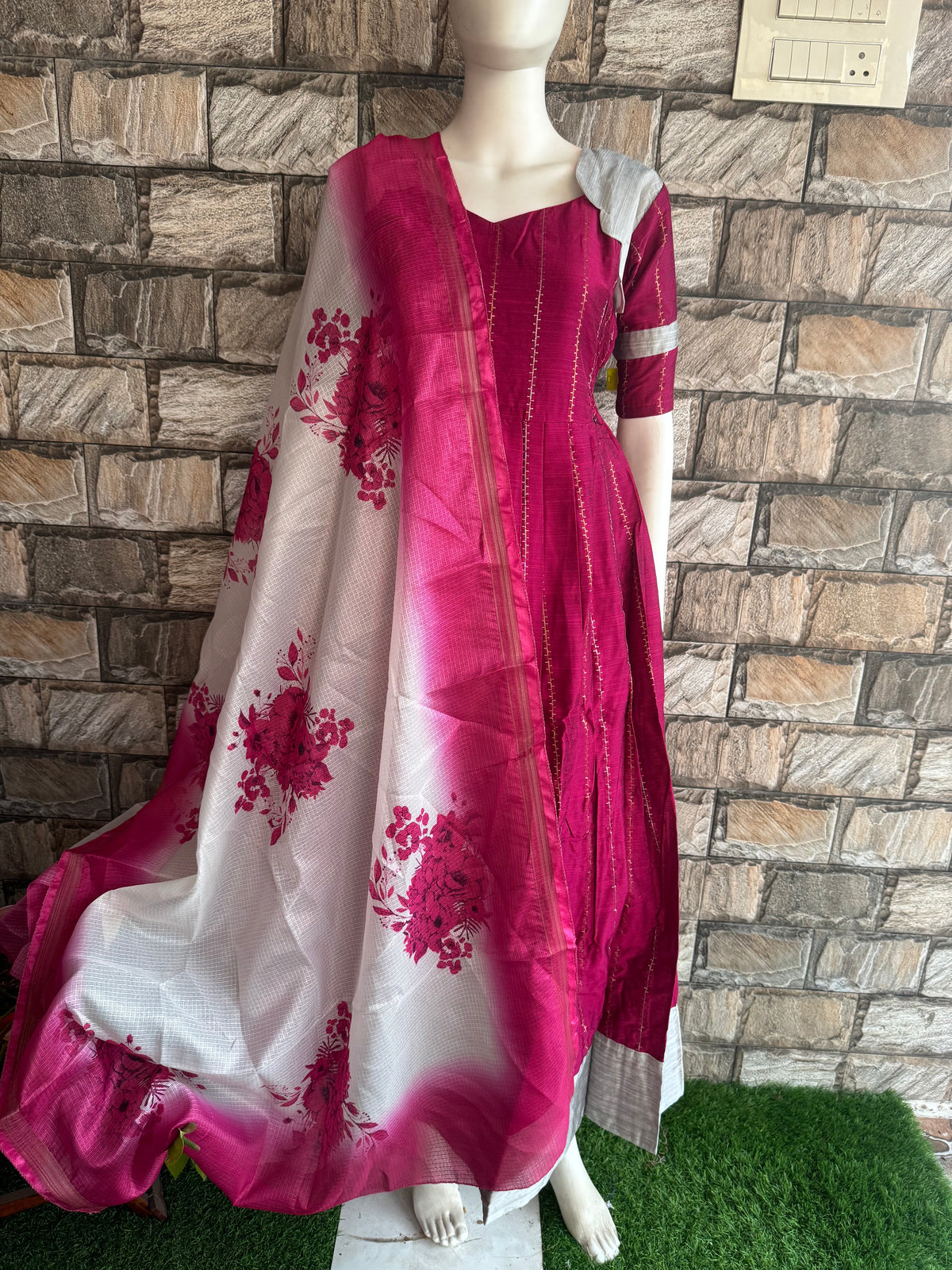 Diwali series Maternity raw silk maxi- with Dupatta
