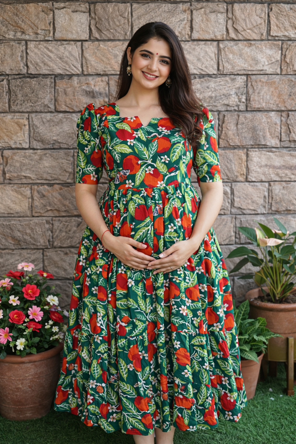 Poplin cotton Maternity maxi