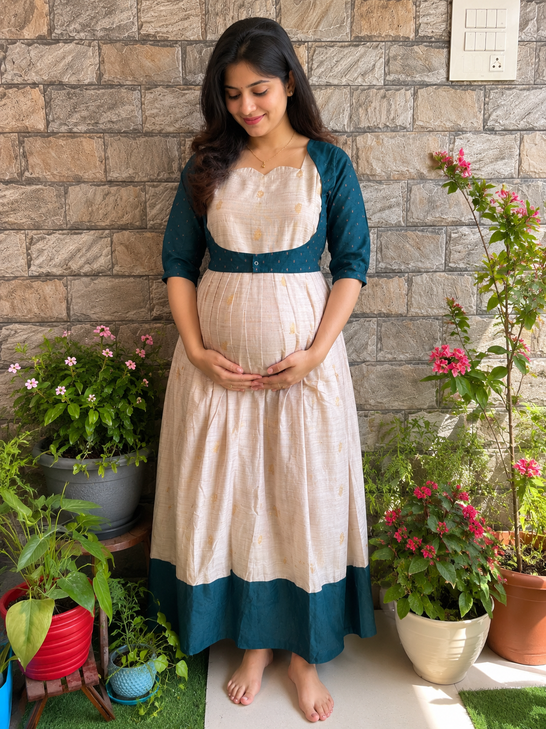 Handloom cotton Maternity Maxi