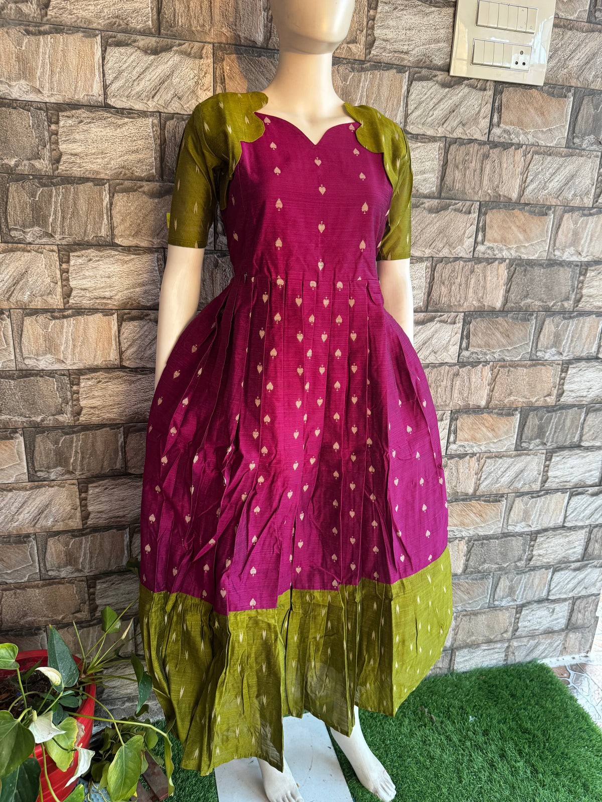 Diwali series Maternity raw silk maxi- without Dupatta