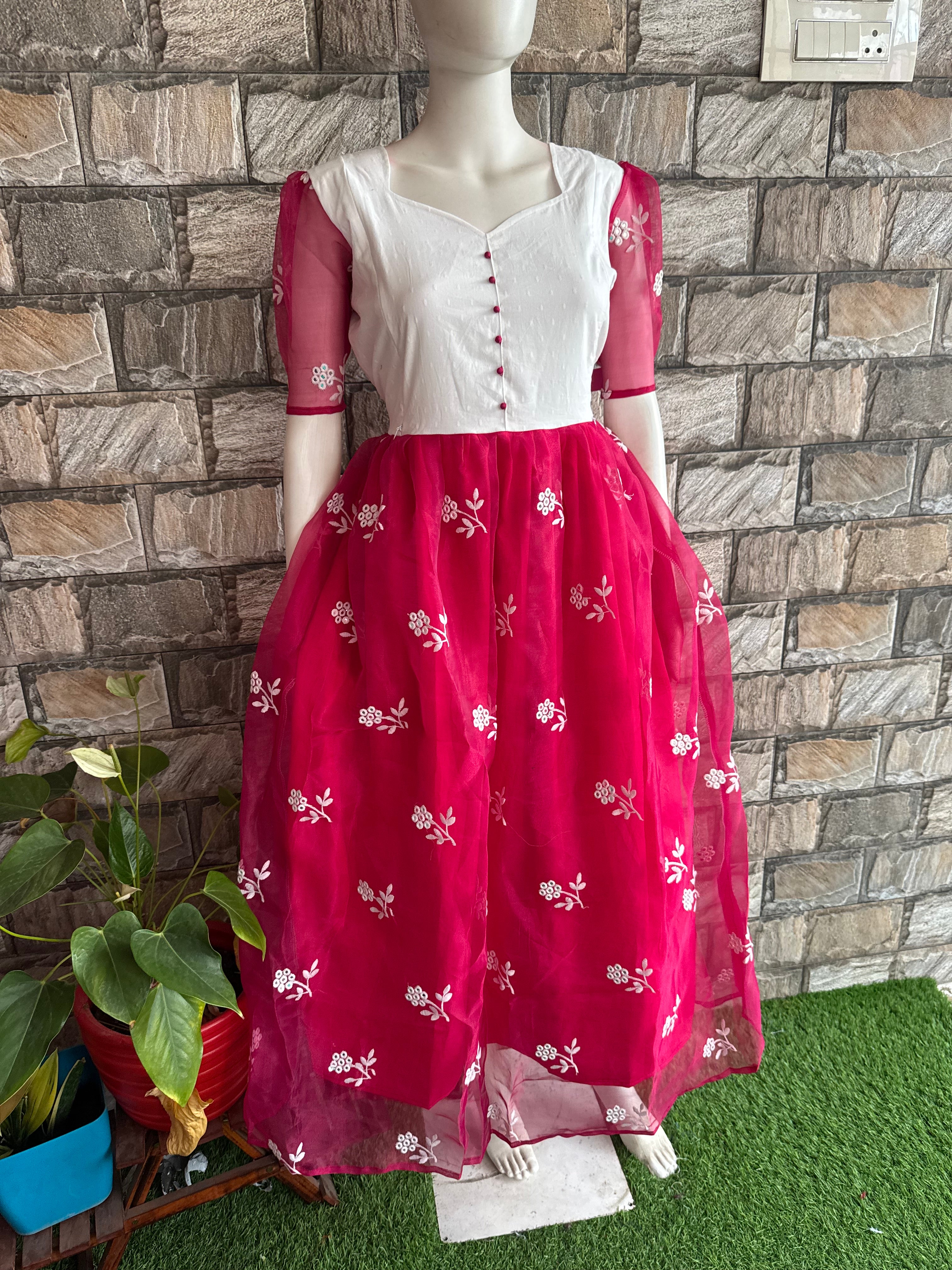Candy pink Organza Maternity Maxi